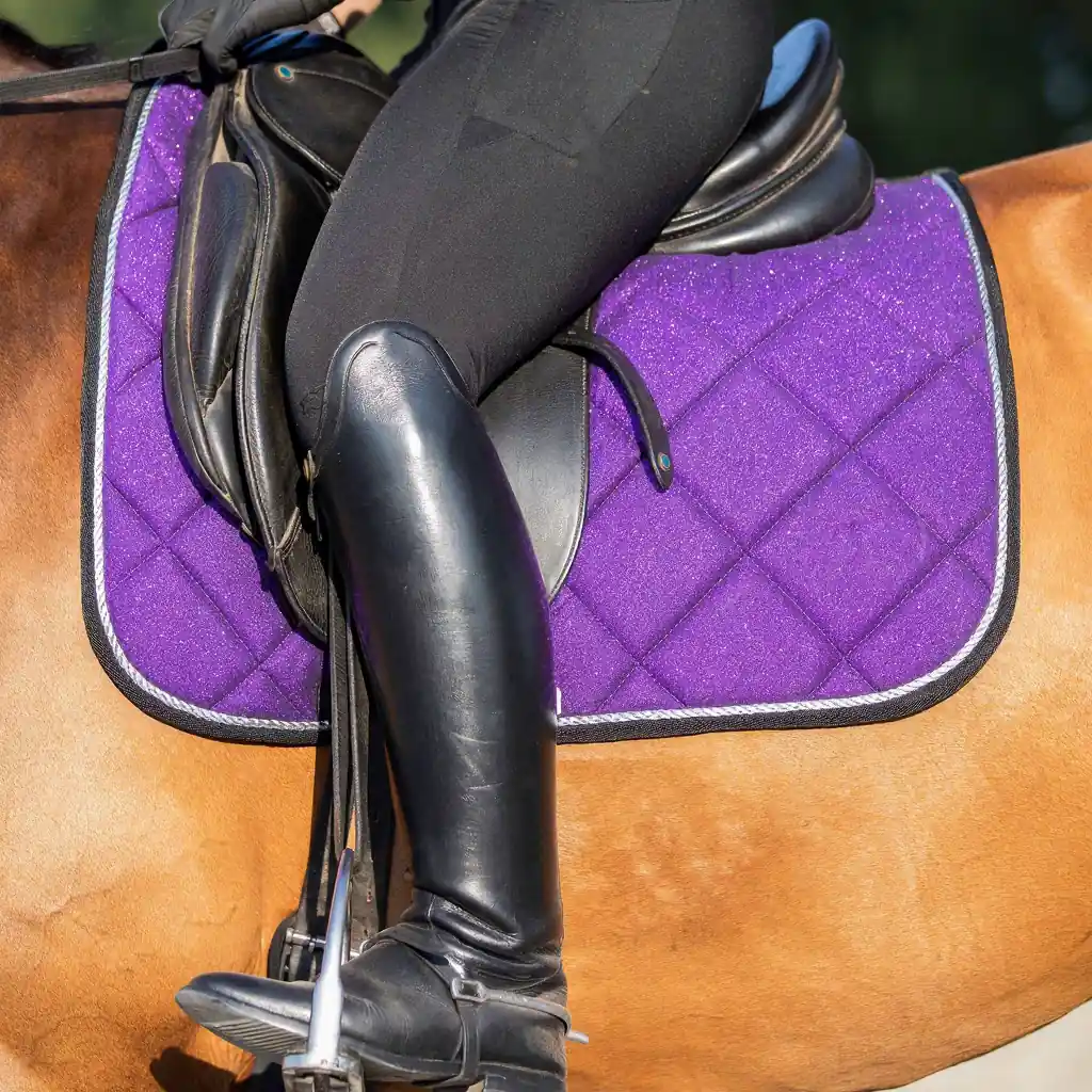 Purple Glitter Equestrian Saddle Pad Set Quilted Horse Riding Cloth with Stirrup Pads Decorative Bridle Cover — rj-81862, product image 6