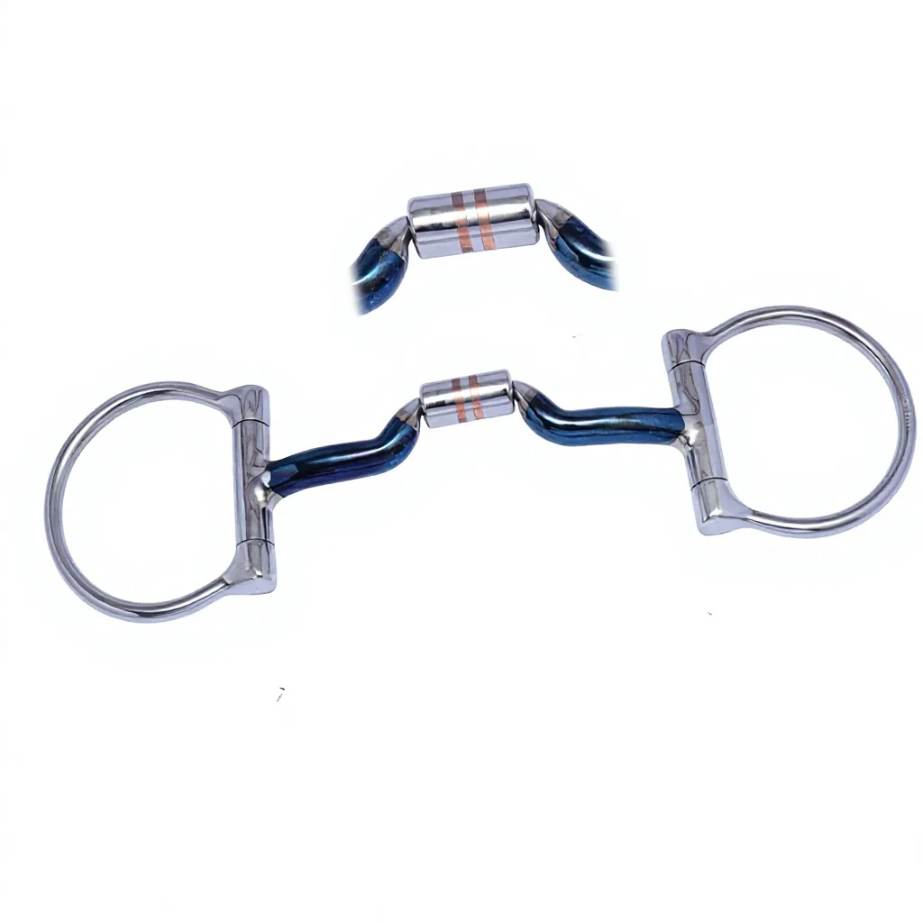 Stainless Steel D-Ring Horse Snaffle Bit with Blue Sweet Iron Mouthpiece