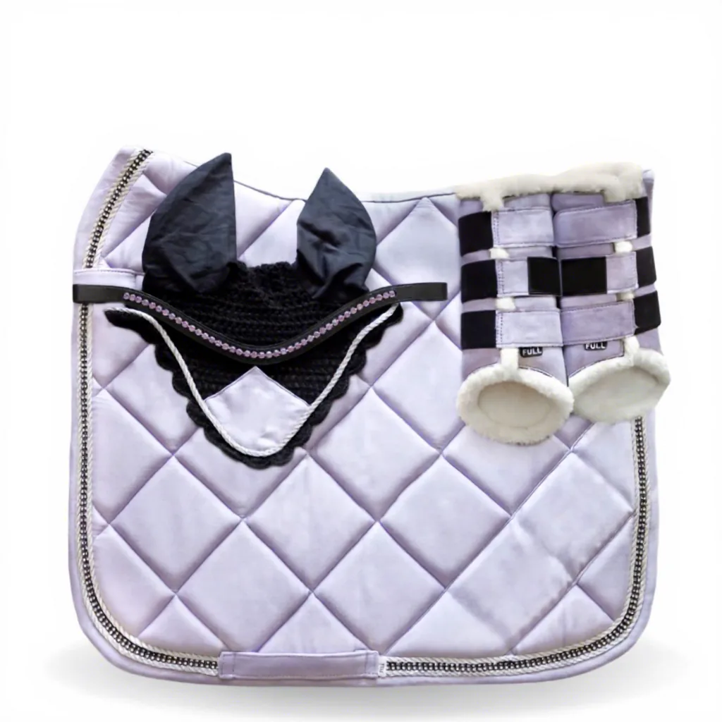Custom Light Color Horse Saddle Pad Set Quilted Dressage Jumping Riding with Bowknot Cover — RJ-O021312, product image 4