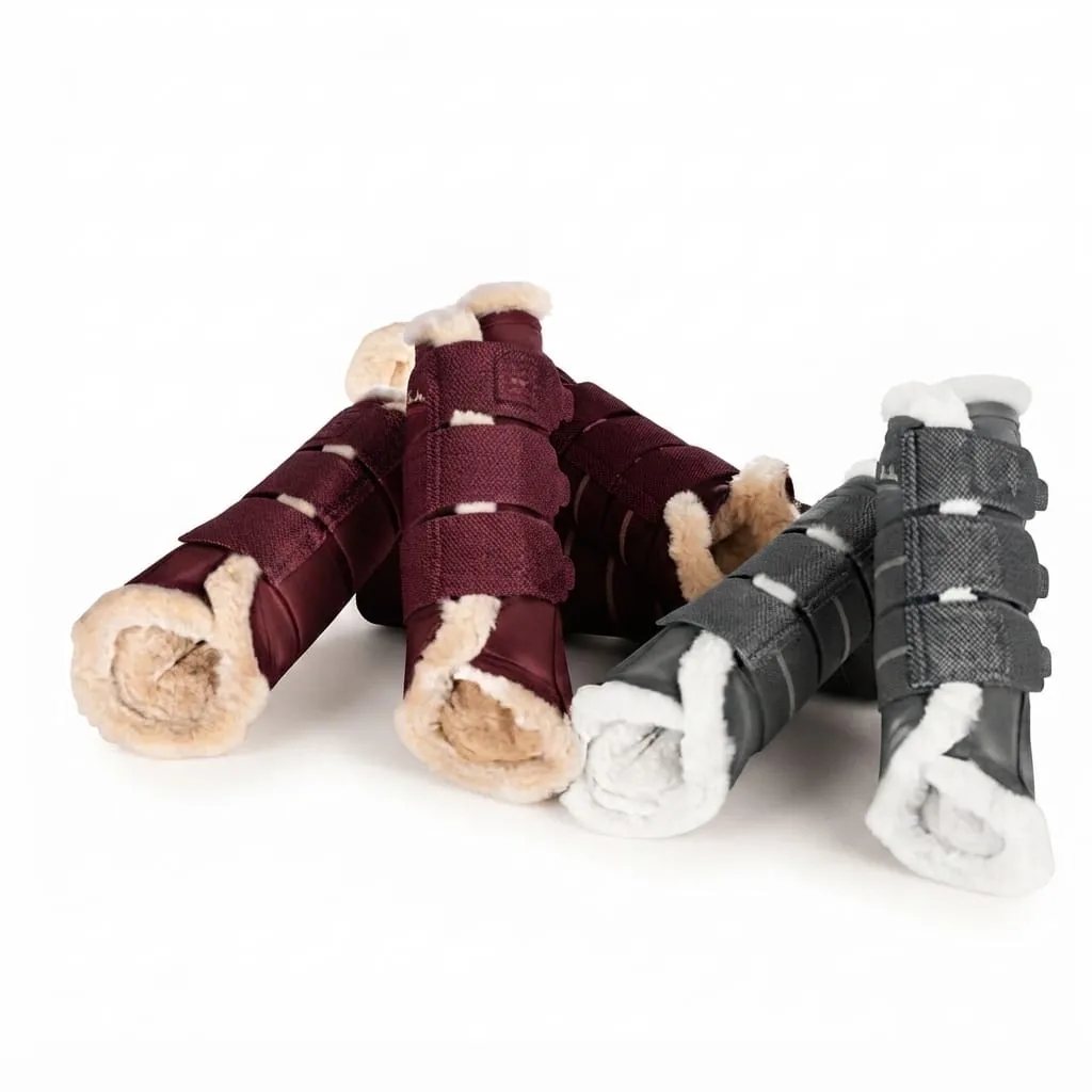 Horse Fly Boots and Leg Wraps with Soft Fur Lining, Synthetic Leather and Adjustable Protection — RJ-218647532, product image 6