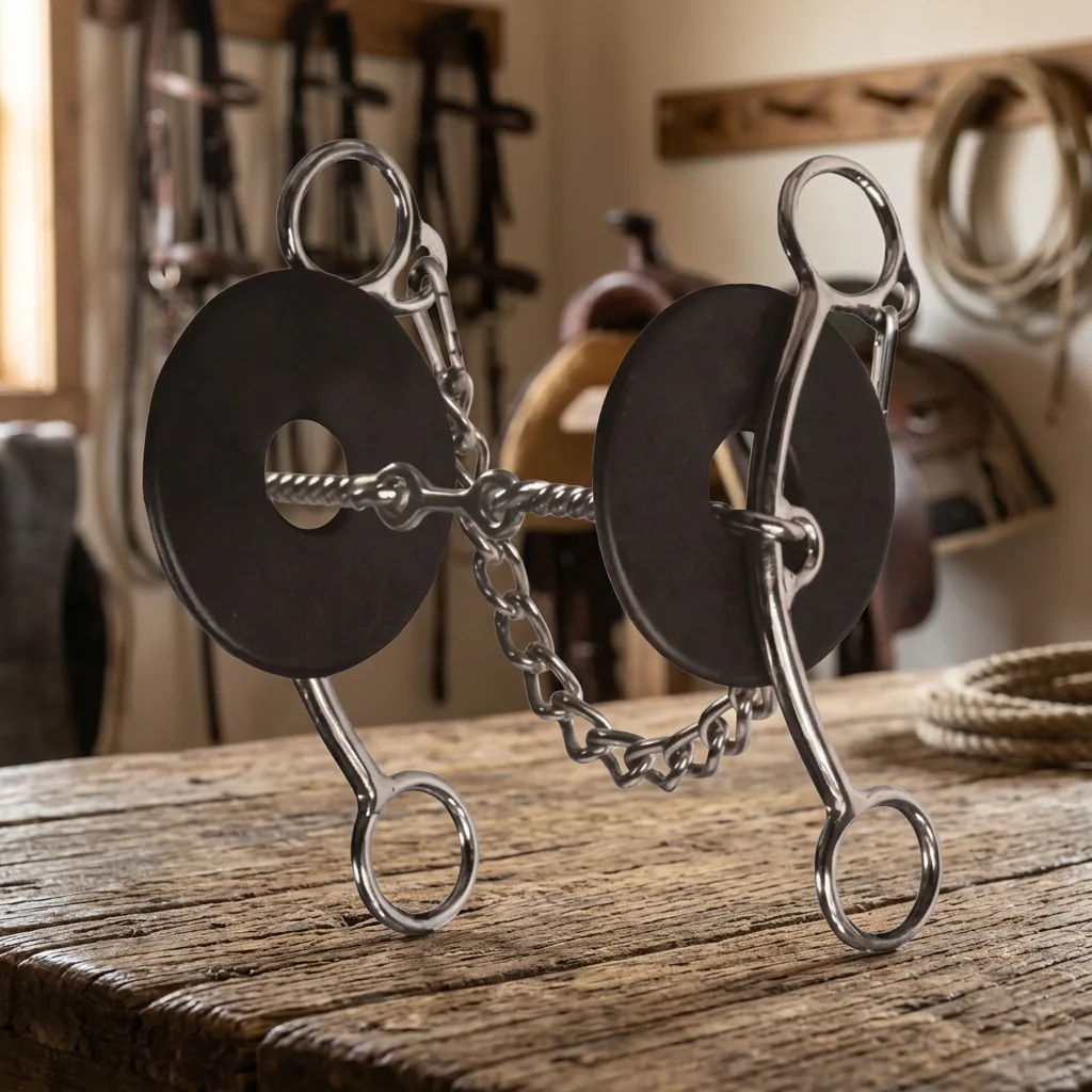 Horse Bit Stainless Steel Medium Shank with Chain and Twist Mouthpiece — RJ-087866, product image 4