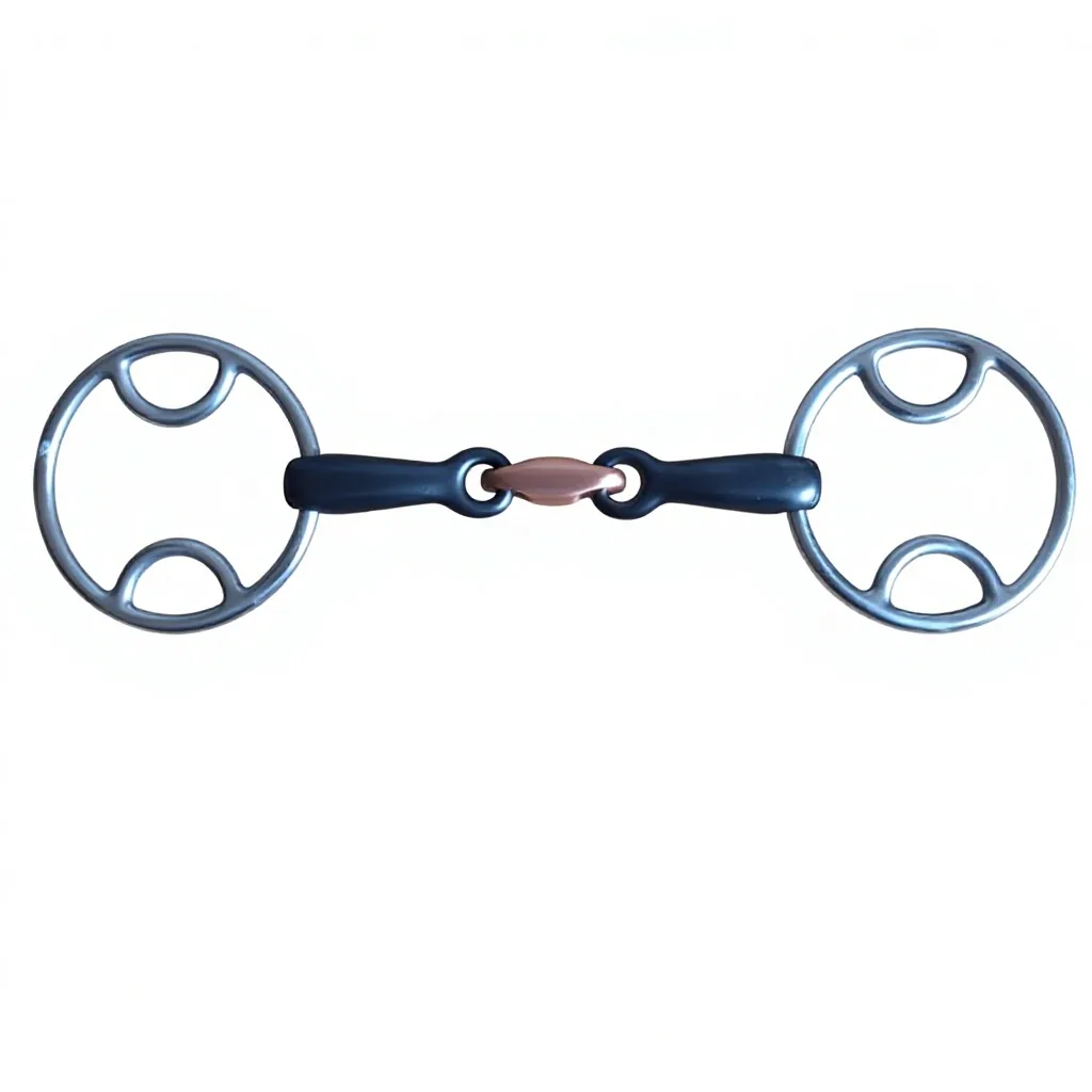 Stainless Steel Horse Bit Copper Link Mouthpiece Black Iron Bevel Design Riding Training Custom Equestrian Bridle Hardware — rj-907765, product image 5