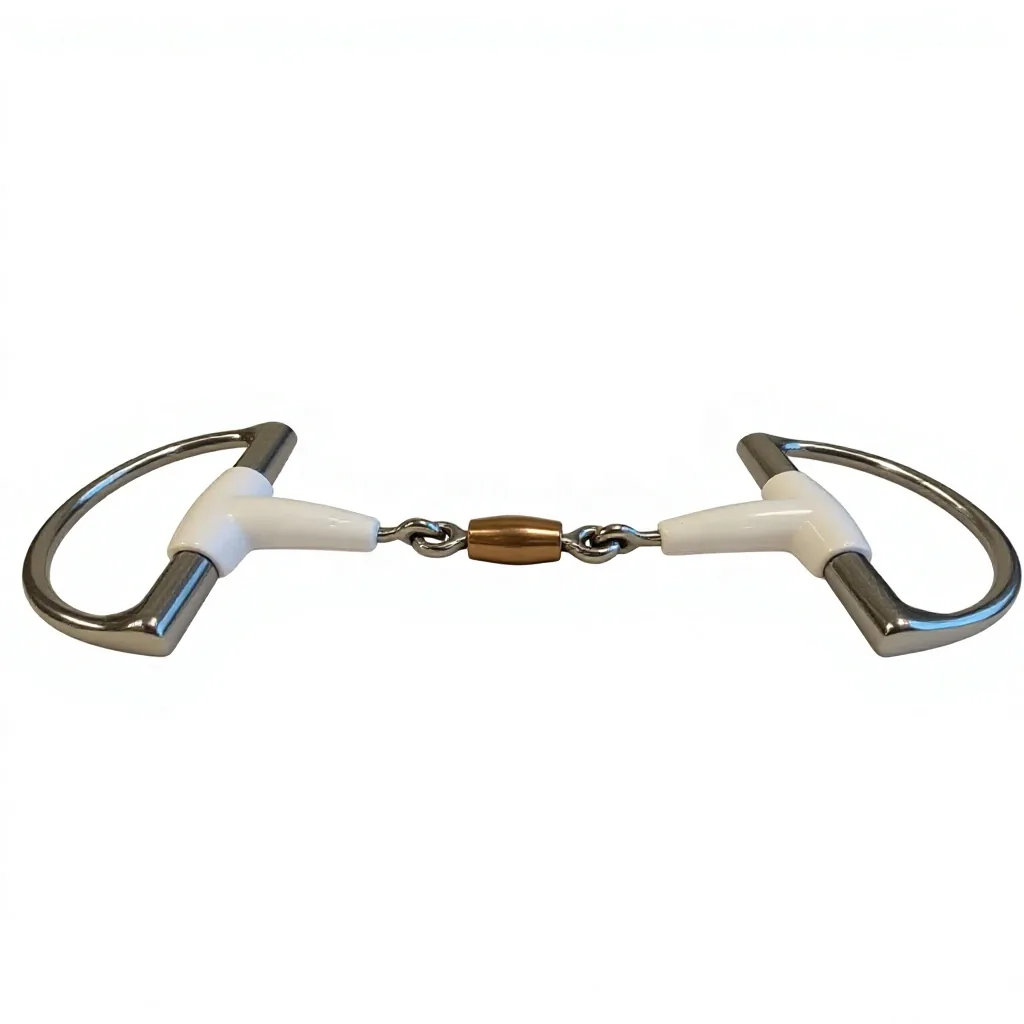 Stainless Steel Eggbutt Horse Bit with Copper Link and Rubber-Covered Mouthpiece