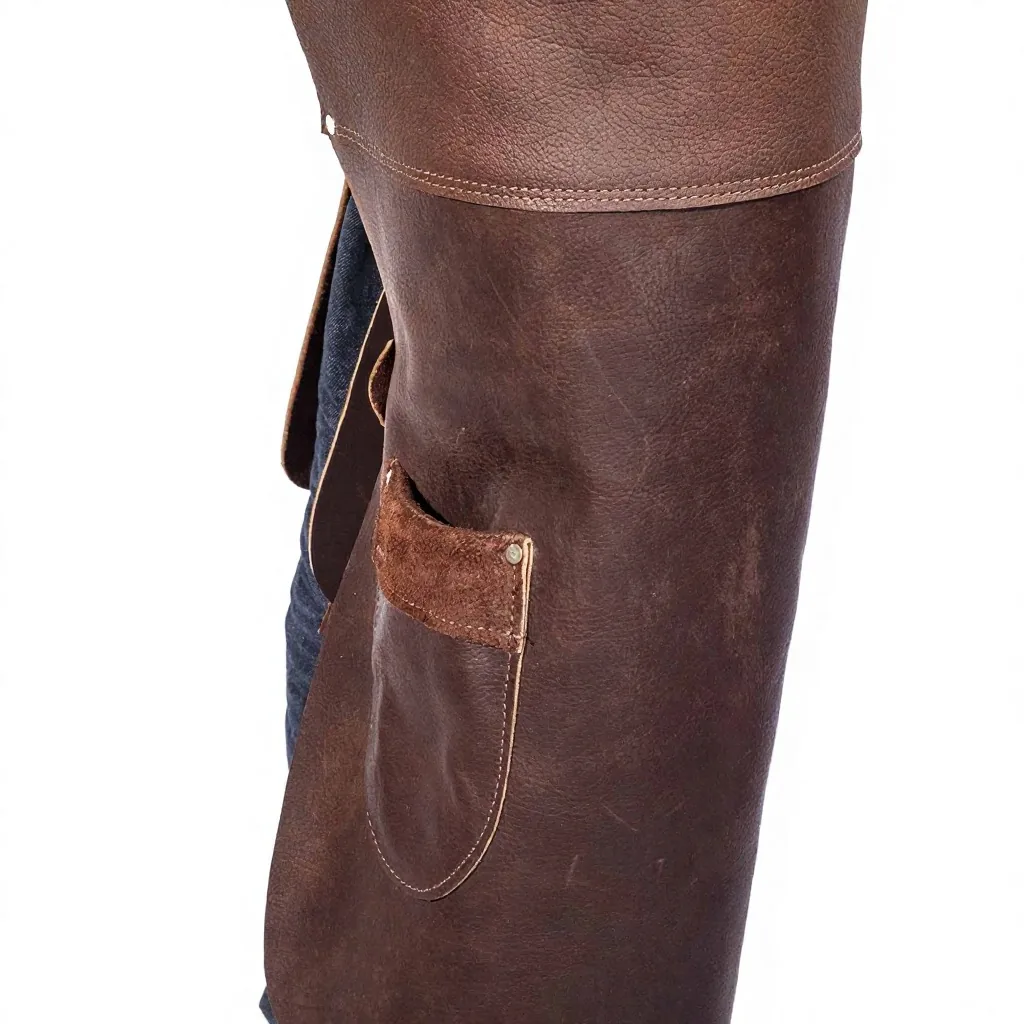 Brown Leather Farrier Chaps Horse Hoof Boot Protective Leg Apron for Farm Stable Care — RJ-3423Q, product image 3
