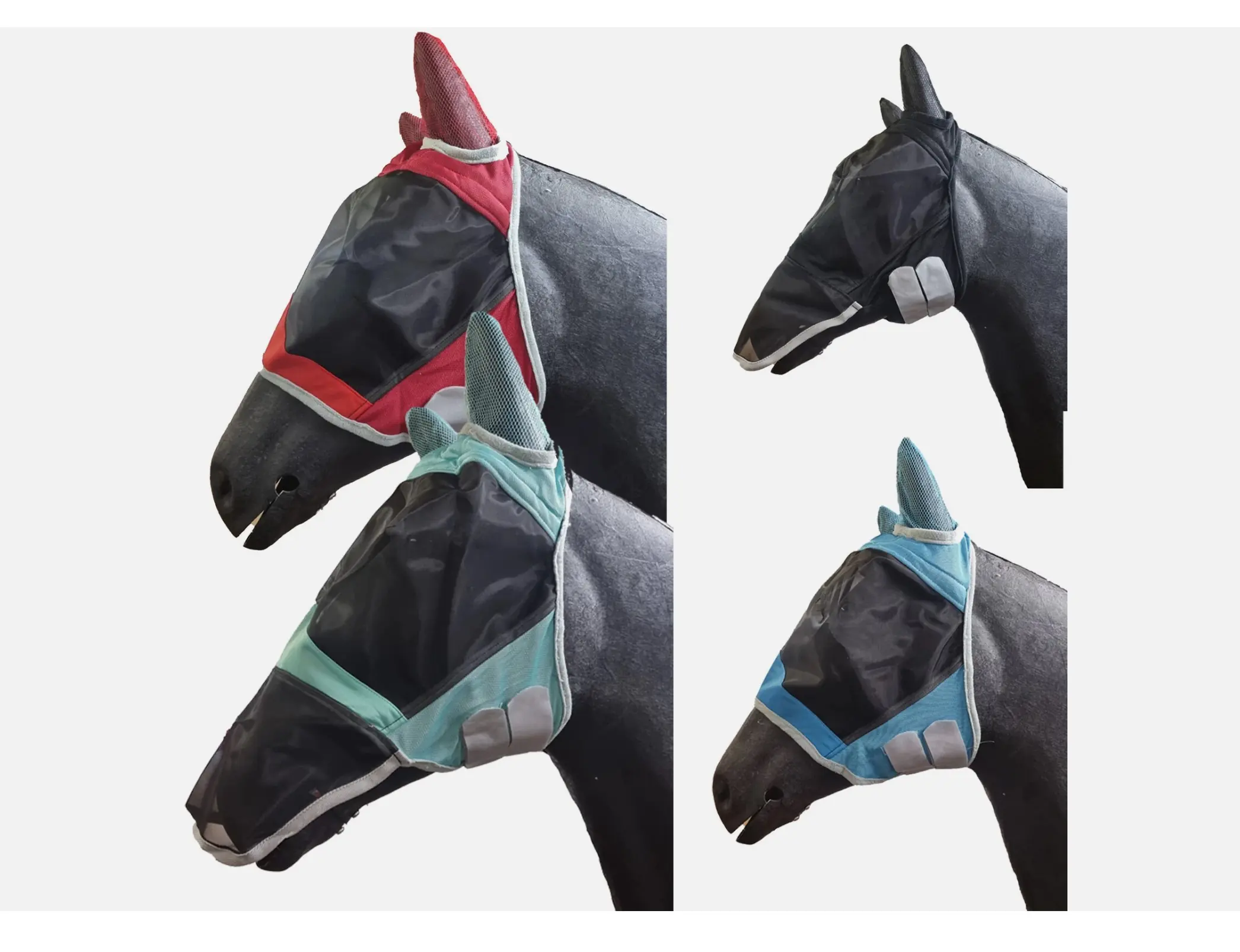 Breathable Horse Fly Mask Knitted Mesh Head Cover Anti Mosquito Face Screen for Farm Use — RJ-08965, product image 6