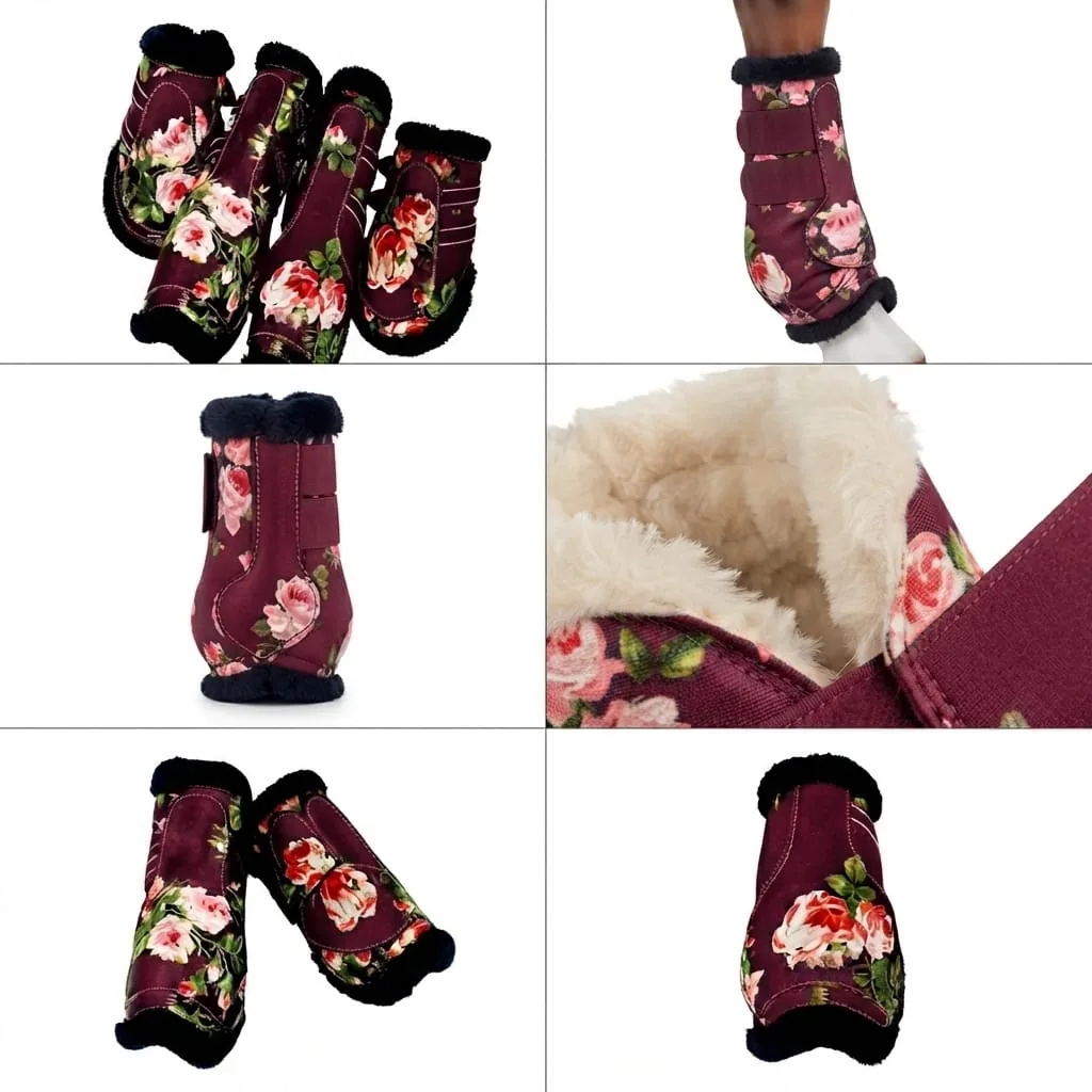 Floral Horse Bell and Tendon Boots with Soft Lining and Adjustable Hoof Protection — RJ-8756, product image 6