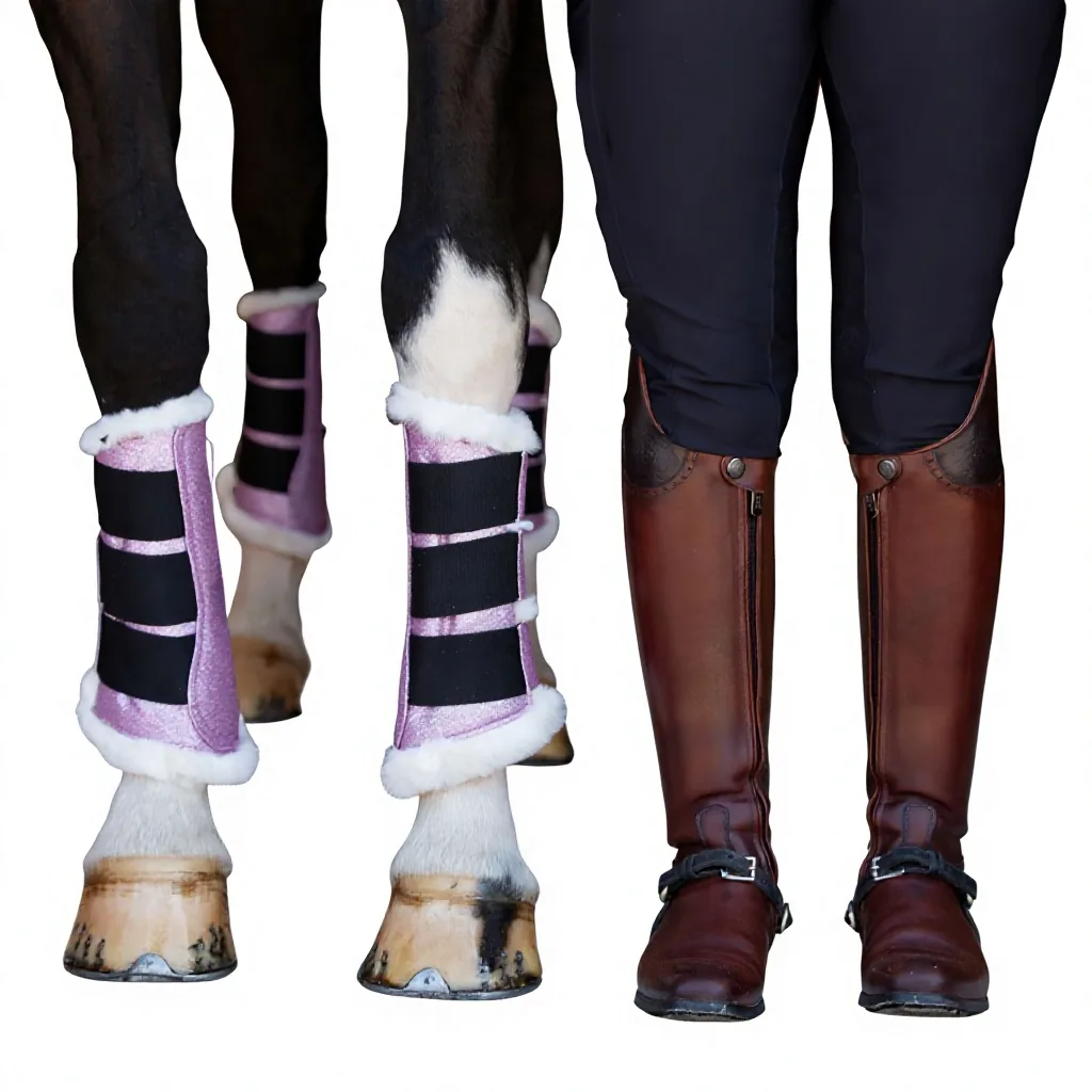 Custom Dressage Pink Glitter Western Horse Saddle Pad Set Quilted Equestrian with Adjustable Fly Veil and Leg Wraps — RJ-5475732, product image 3
