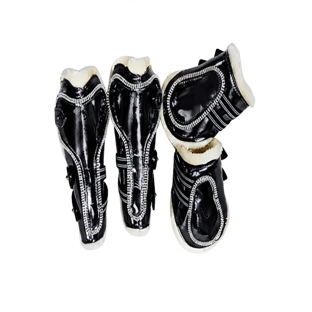 Patent Leather Horse Fetlock Boots Tendon Protection Riding Leg Guards Custom Color Lightweight Luxury Style — RJ-86E625, product image 4