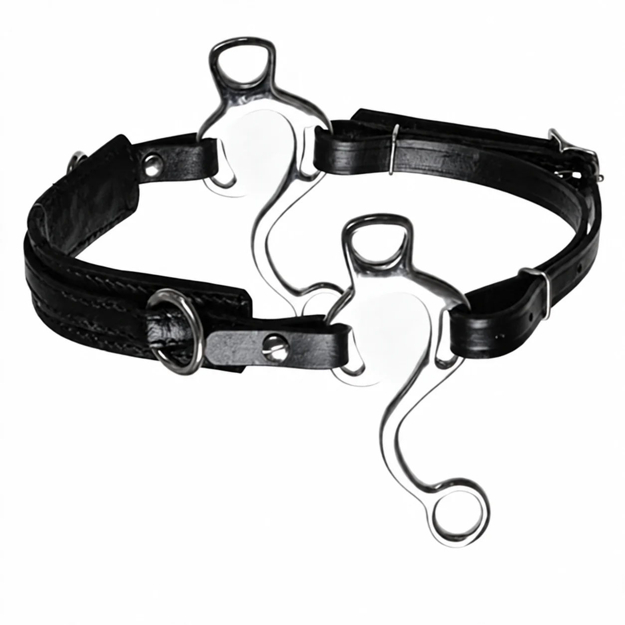 Adjustable Bitless Horse Hackamore Flower Bridle Padded Leather Noseband Stainless Steel Equestrian Riding Gear — RJ-Q748, product image 6