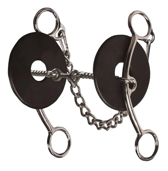 Horse Bit Stainless Steel Medium Shank with Chain and Twist Mouthpiece — RJ-087866, product image 2