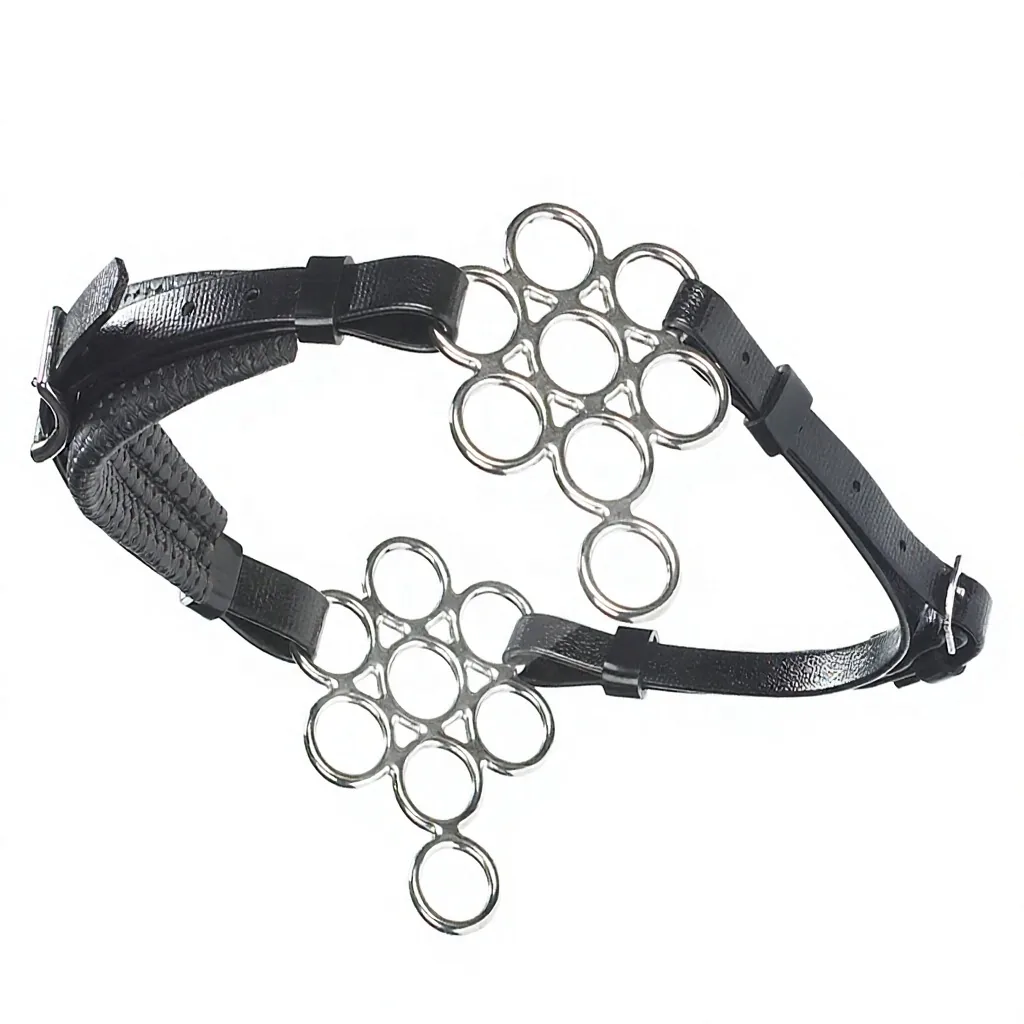 Adjustable Flower Cavemore Bitless Horse Hackamore Leather Bridle Padded Stainless Steel Equestrian Riding Gear