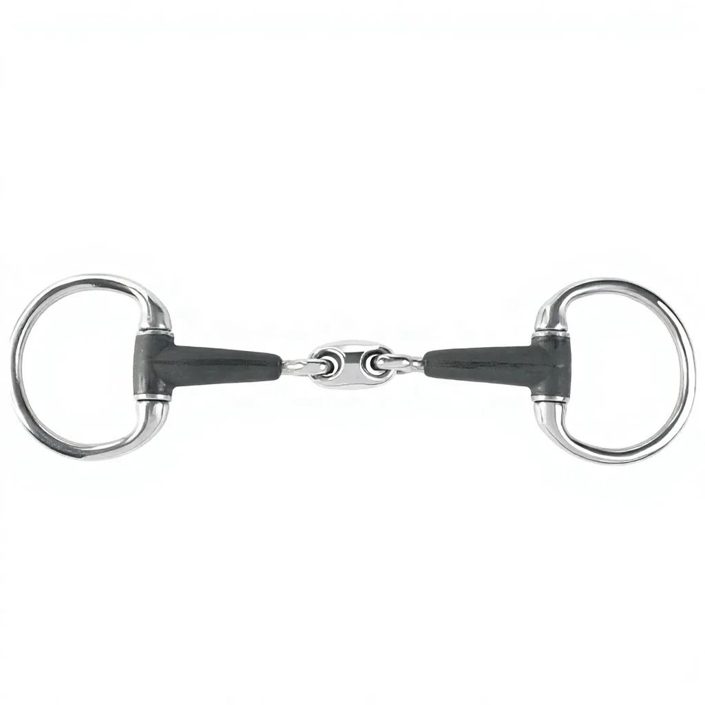 Stainless Steel Eggbutt Cheek Horse Bit with Rubber Mouthpiece, Model RJI-HREB-1109 — RJI-HREB-1109, product image 3