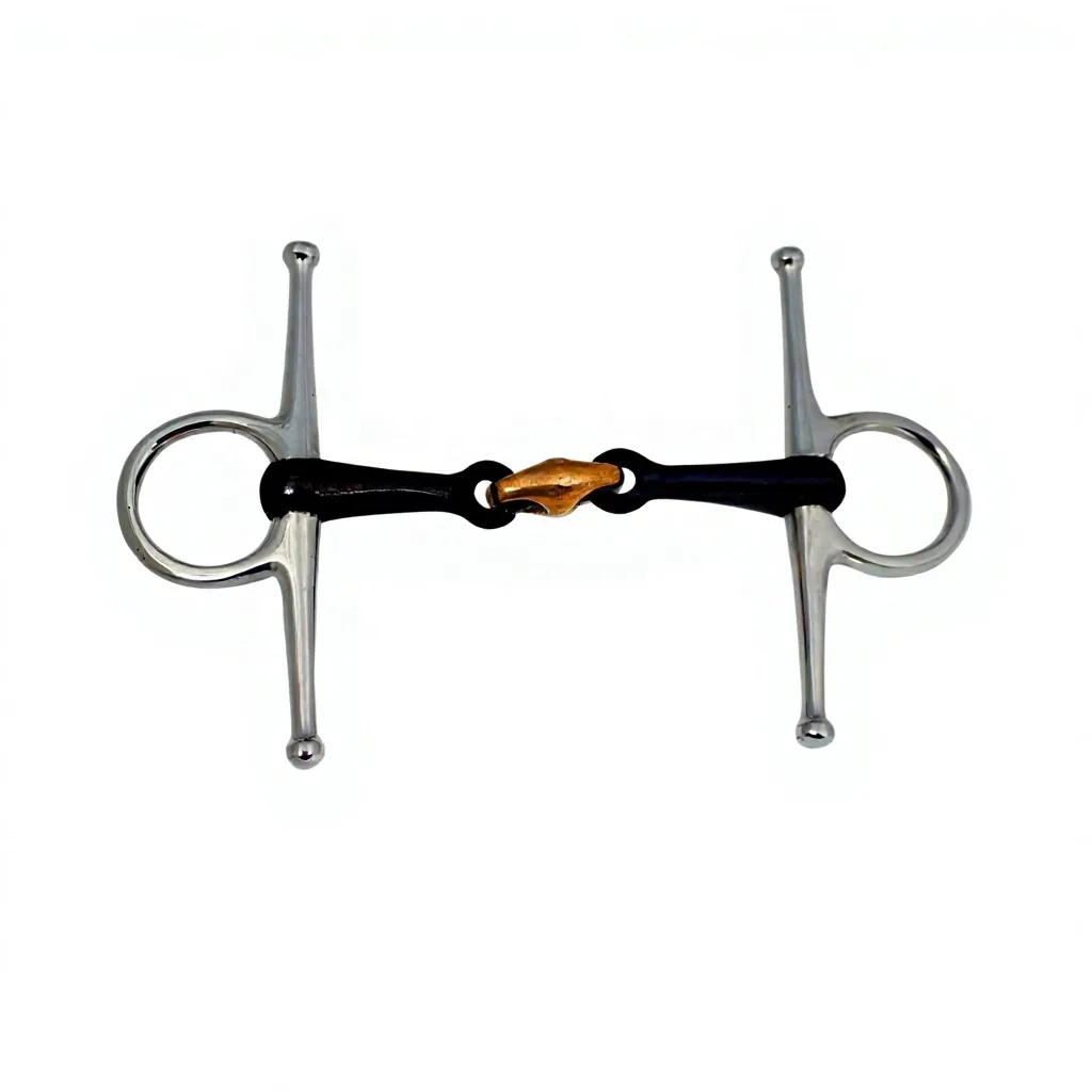 Stainless Steel Full Cheek Horse Snaffle Bit with Sweet Iron Mouthpiece and Copper Lozenge Link — RJ-0917, product image 2