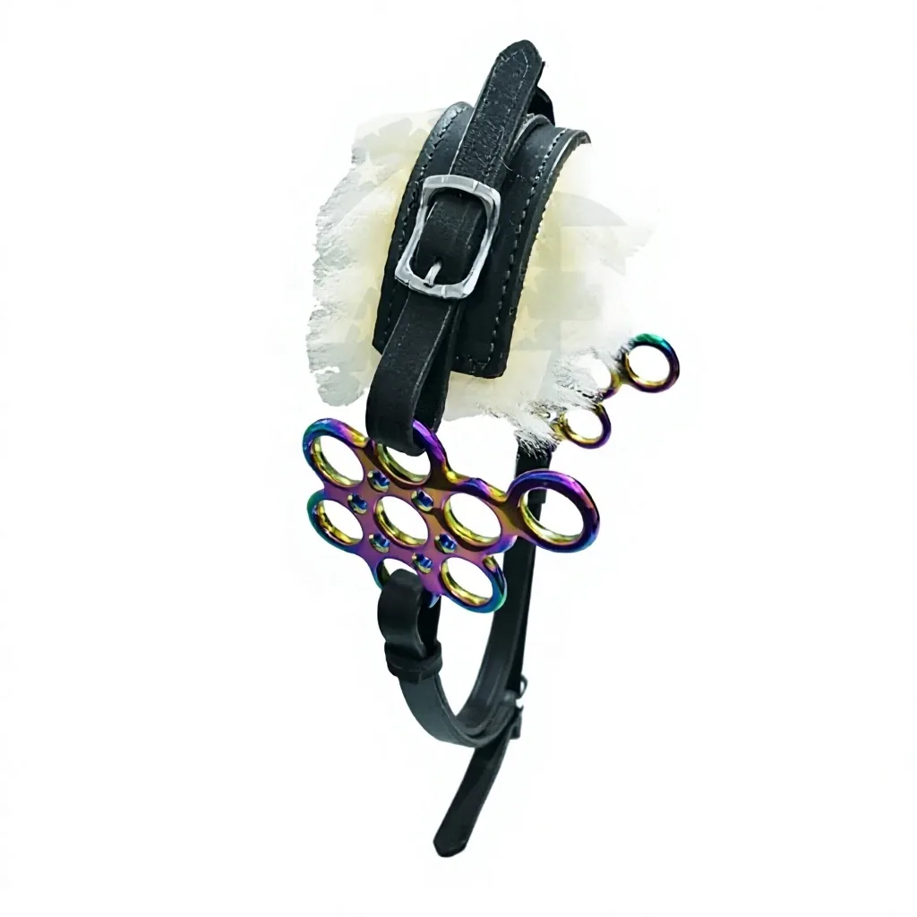 Adjustable Flower Cavemore Bitless Horse Hackamore Leather Bridle Padded Stainless Steel Equestrian Riding Gear — RJ-0985WES, product image 2