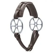 Adjustable Leather Hackamore Bitless Bridle Horse Headpiece Metal Wheel Design — RJ-047678, product image 2