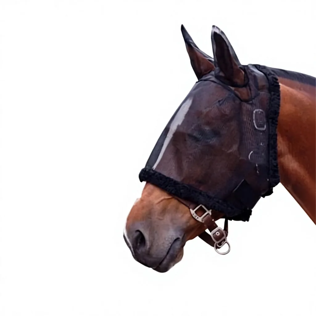 Equestrian Horse Fly Mask Breathable Mesh Full Face Ear Coverage UV Protection Adjustable Anti Mosquito — RJ-79097, product image 2