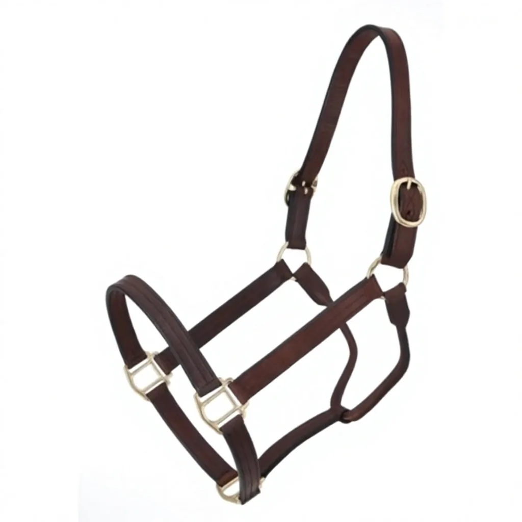 Custom Genuine Leather Horse Halter Triple Ply Equestrian Headcollar with Solid Brass Hardware — RJ-32524565, product image 2