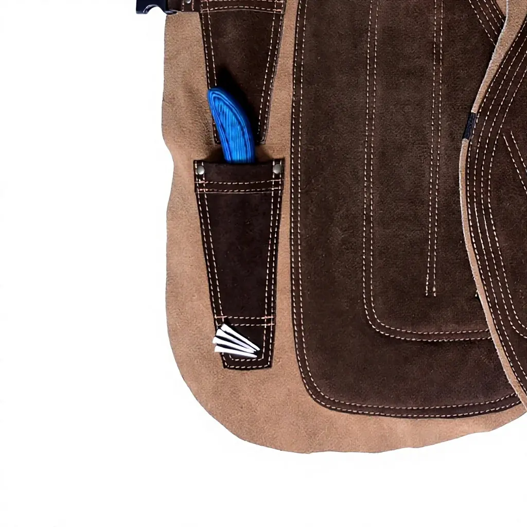 Customizable Luxury Brown Genuine Leather Lightweight Horse Riding Apron with Embroidered Belt Unisex Design — RJ-8267832, product image 4