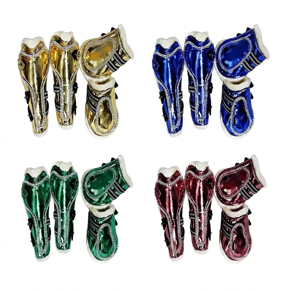 Patent Leather Horse Fetlock Boots Tendon Protection Riding Leg Guards Custom Color Lightweight Luxury Style