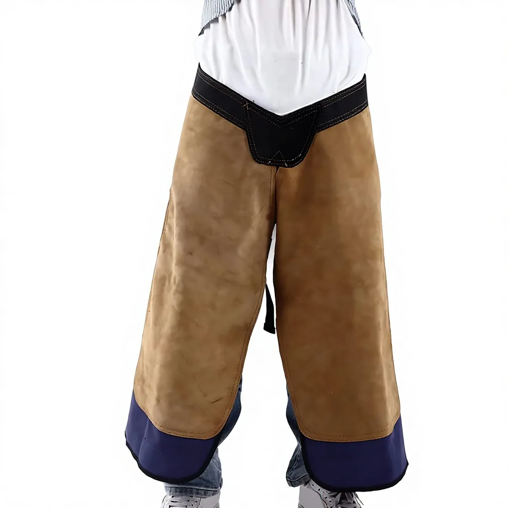 Men's PU Leather Equestrian Riding Pants with Wide Leg, Button and Buckle Closure