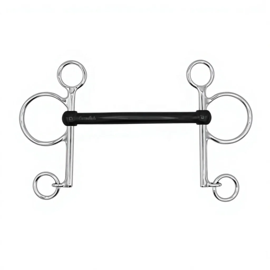 Stainless Steel Horse Pelham Bit with Rubber Mouth and Curb Chain — rj-0538, product image 5