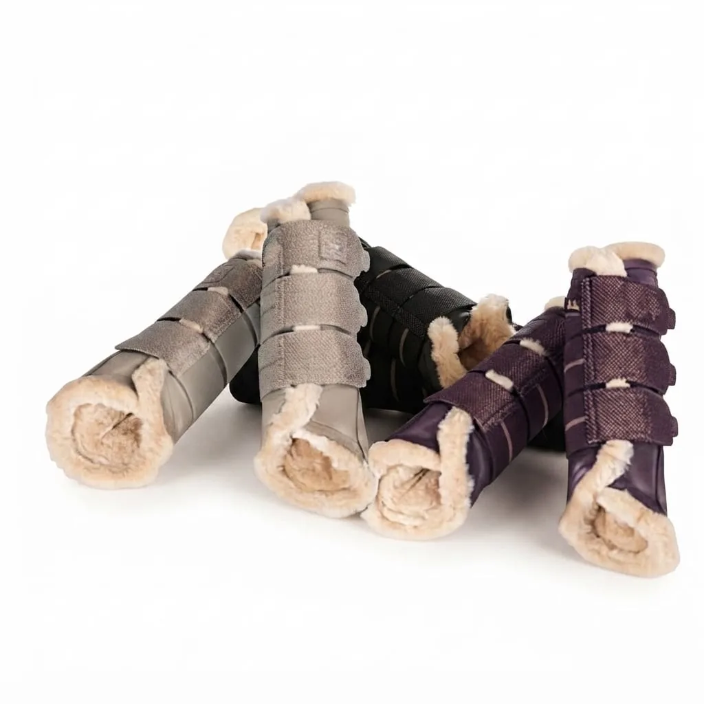 Horse Fly Boots and Leg Wraps with Soft Fur Lining, Synthetic Leather and Adjustable Protection — RJ-218647532, product image 5