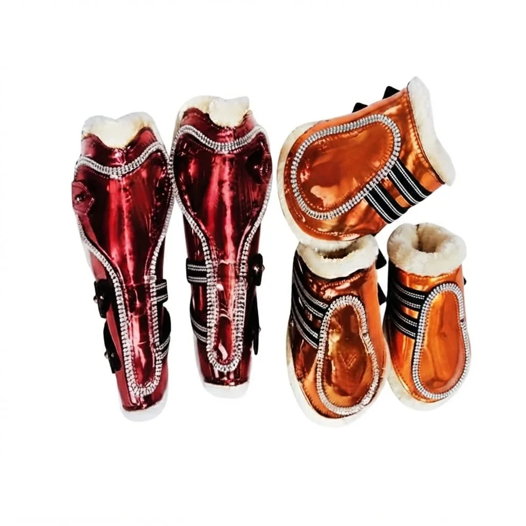 Patent Leather Horse Fetlock Boots Tendon Protection Riding Leg Guards Custom Color Lightweight Luxury Style — RJ-86E625, product image 6