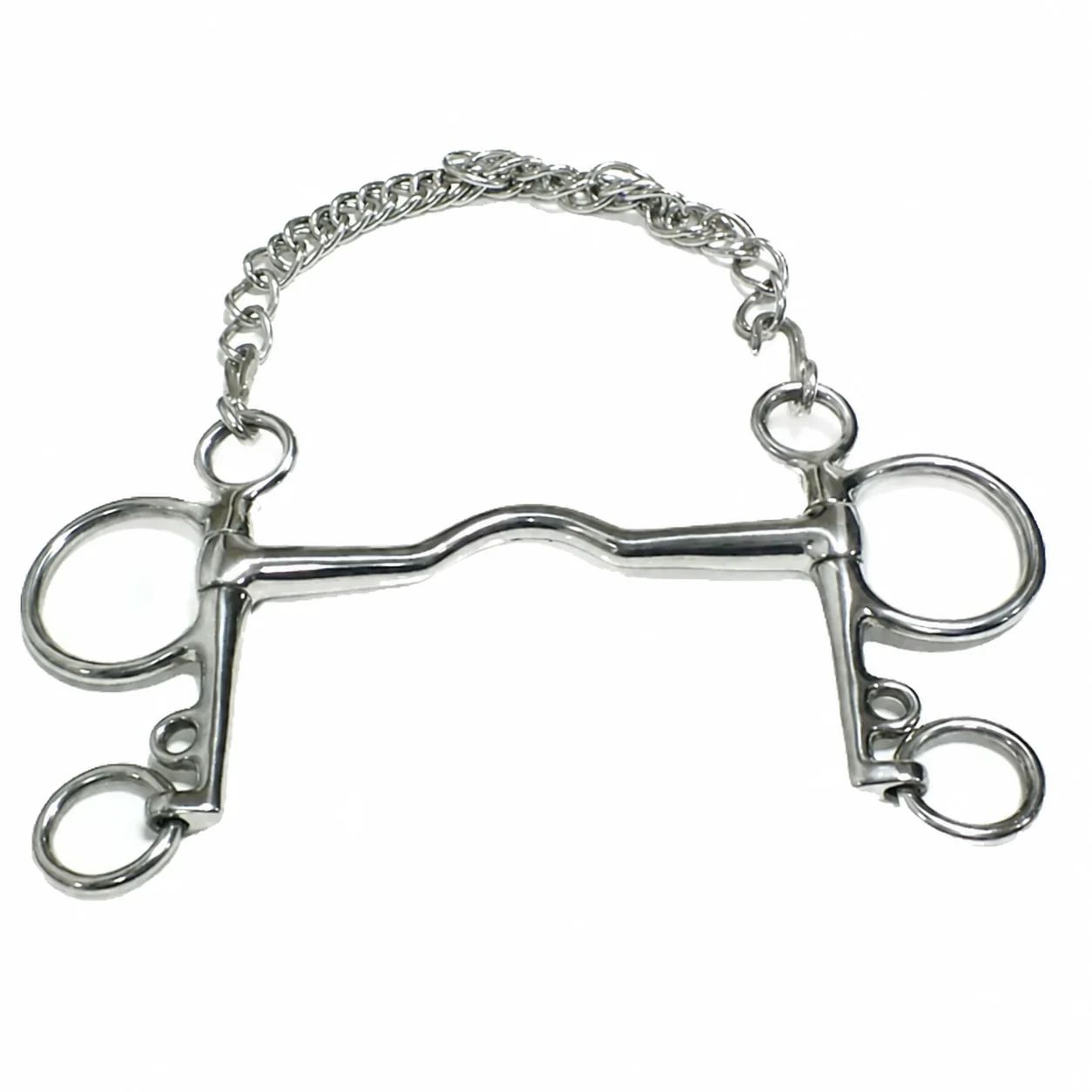 Stainless Steel Pelham Horse Bit with Mullen Broken Mouth, Custom Sizes and Logo, Model RJ-0533 — RJ-0533, product image 4