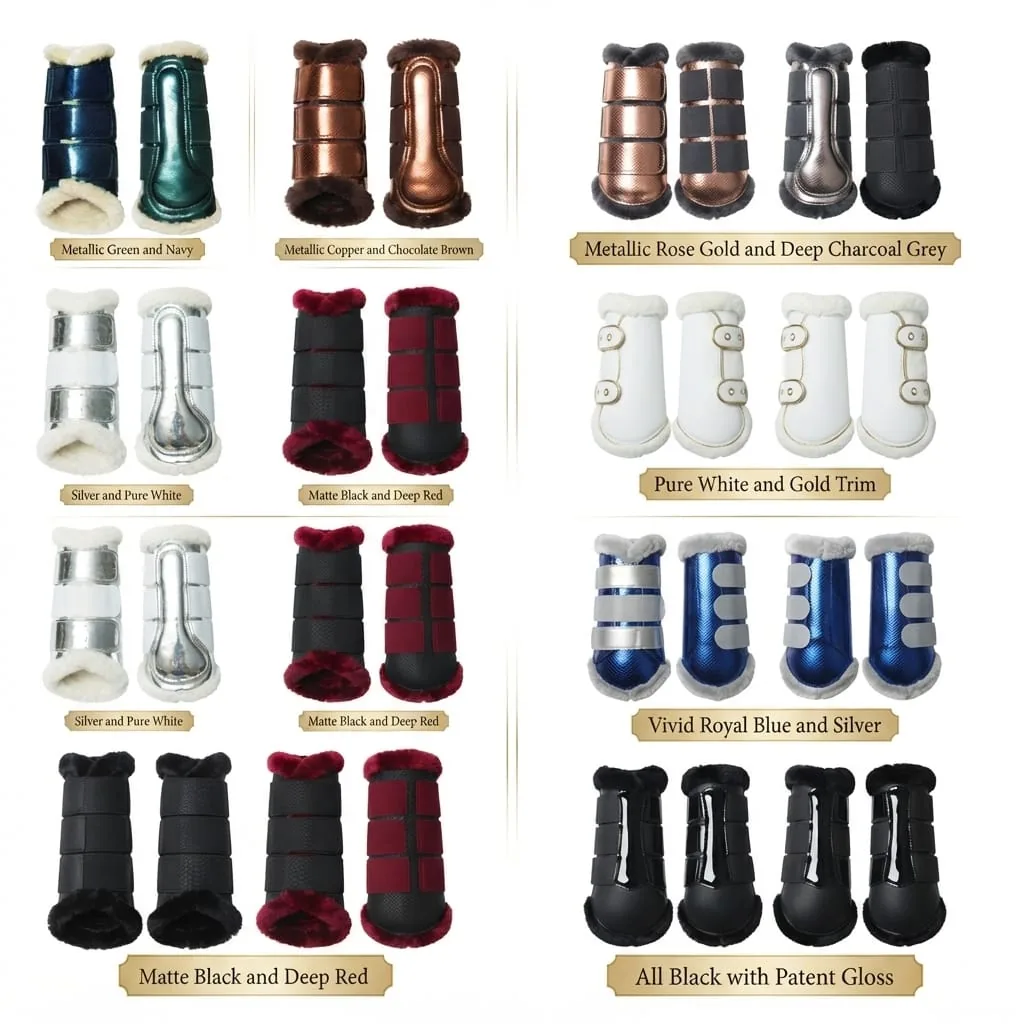 Neoprene Horse Tendon Boots Faux Fur Lined Adjustable Stirrup — RJ-7866454, product image 3