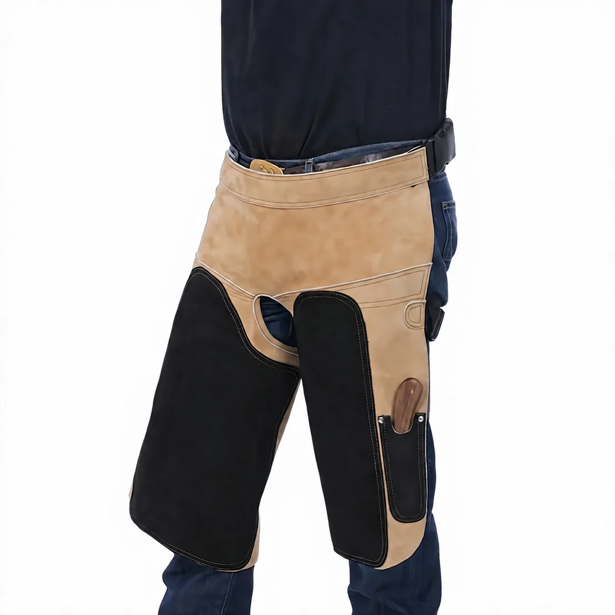 Riding Protection Mid Genuine Leather Full Chaps Adjustable Knee Guard Apron Utility Paddock Gear Equestrian Training Farm — RJ-0998746789, product image 4