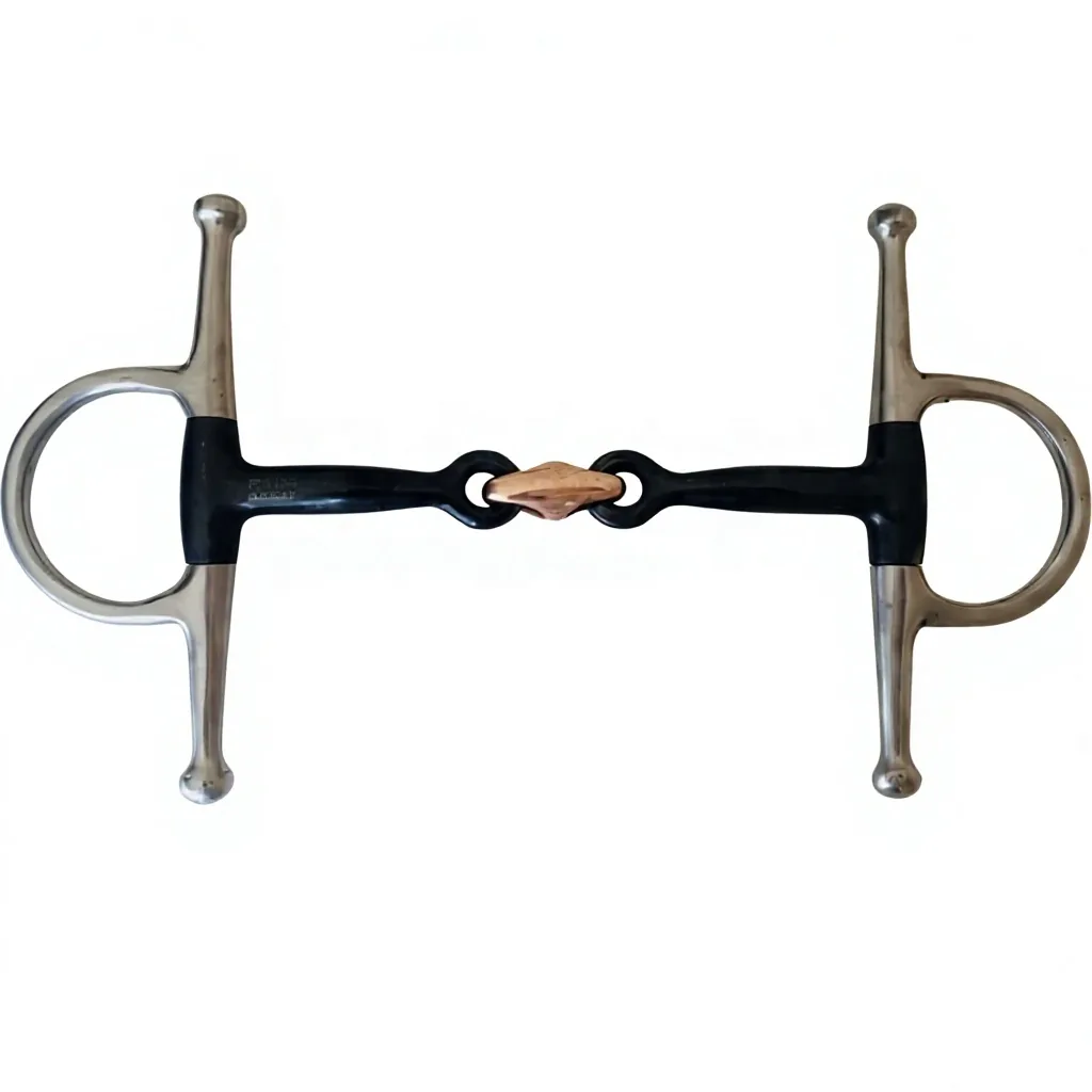 Stainless Steel Full Cheek Horse Snaffle Bit with Sweet Iron Mouthpiece and Copper Lozenge Link — RJ-0917, product image 3