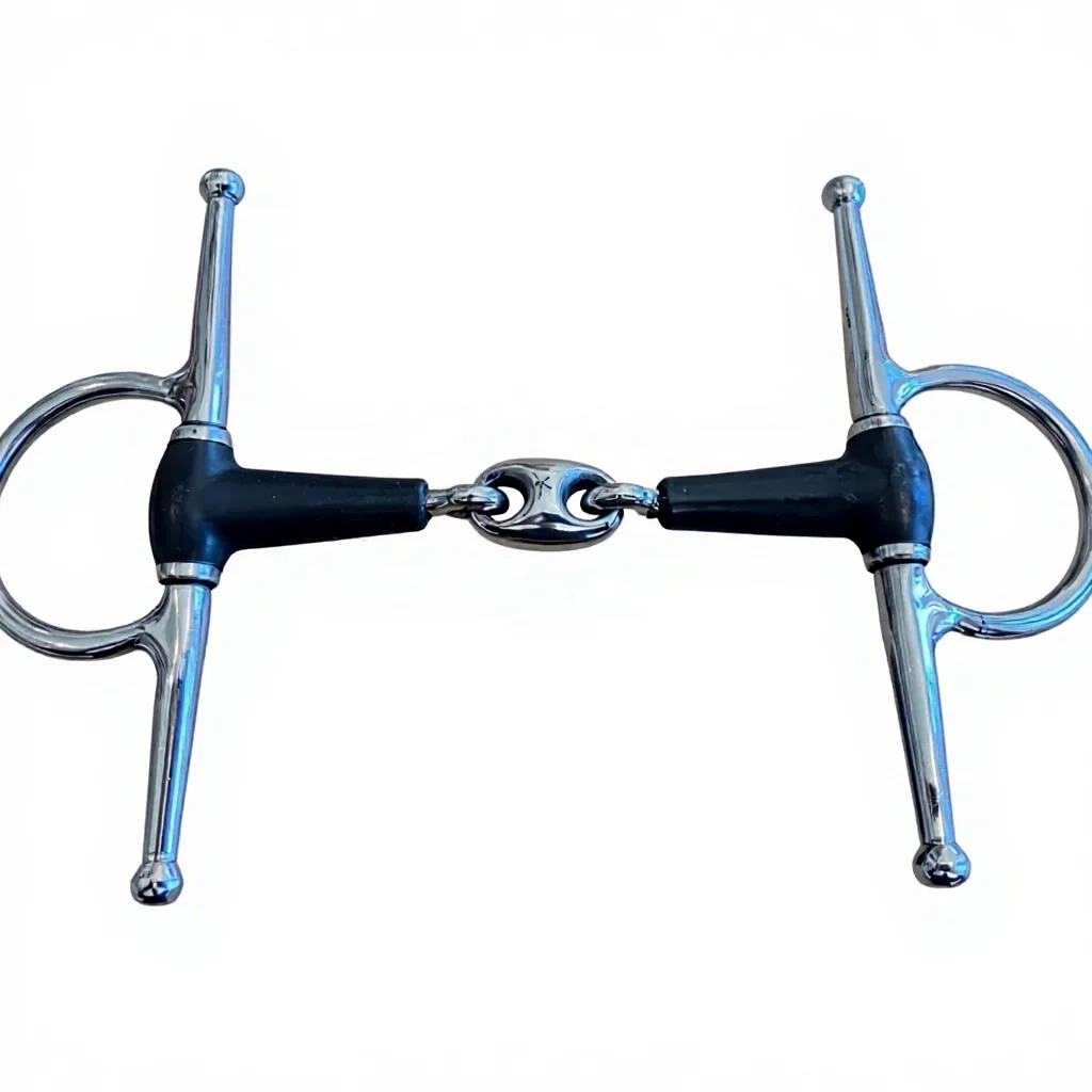 Stainless Steel Eggbutt Cheek Horse Bit with Rubber Mouthpiece, Model RJI-HREB-1109 — RJI-HREB-1109, product image 5