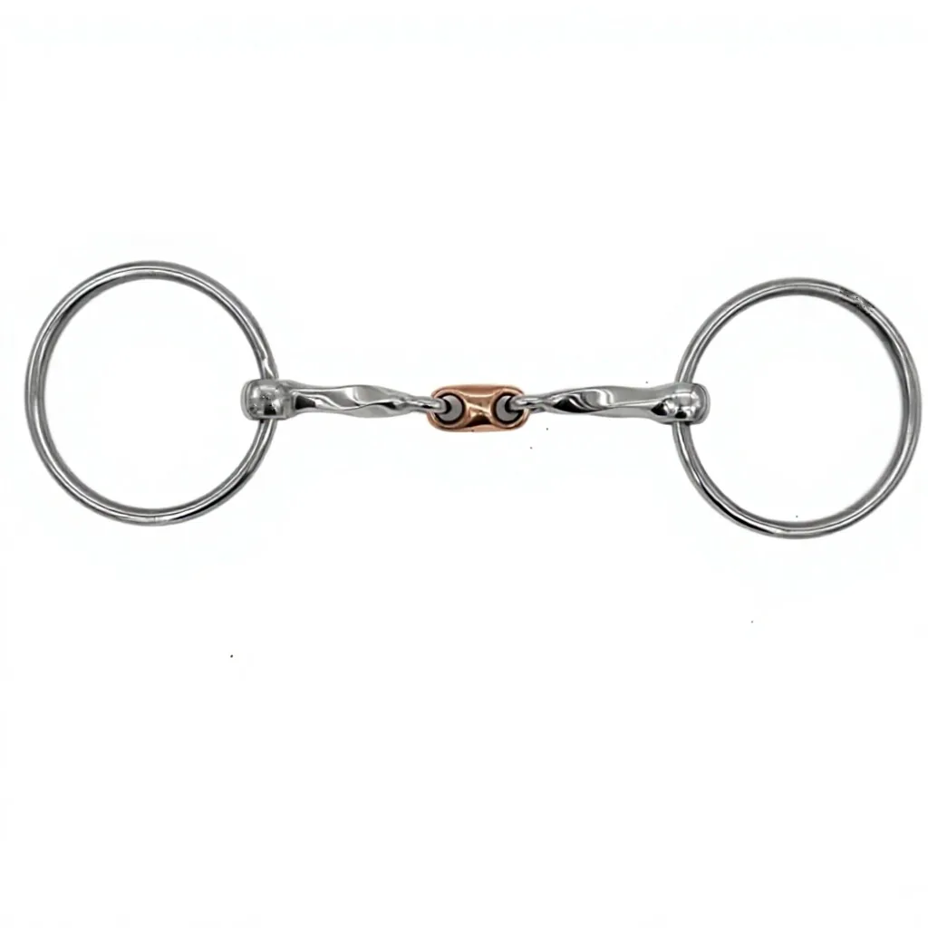 Horse Metal Bit Snaffle Polished Silver with Gold Link Equestrian Western Riding Tack Accessory — rjo-928467, product image 3