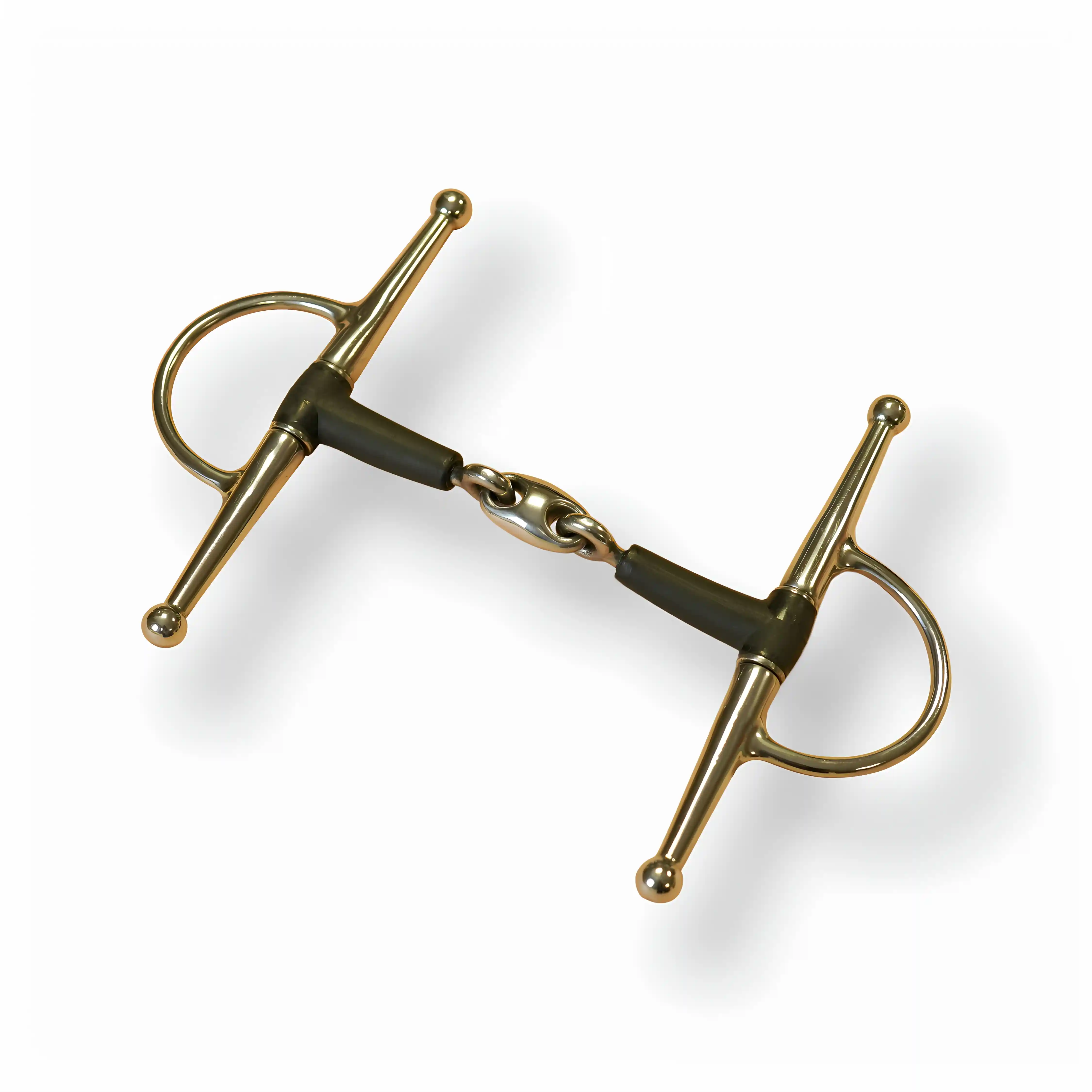 Stainless Steel Horse Bit Double Joint Rubber Mouth Full Cheek with Lozenge Link — rj-0913, product image 3