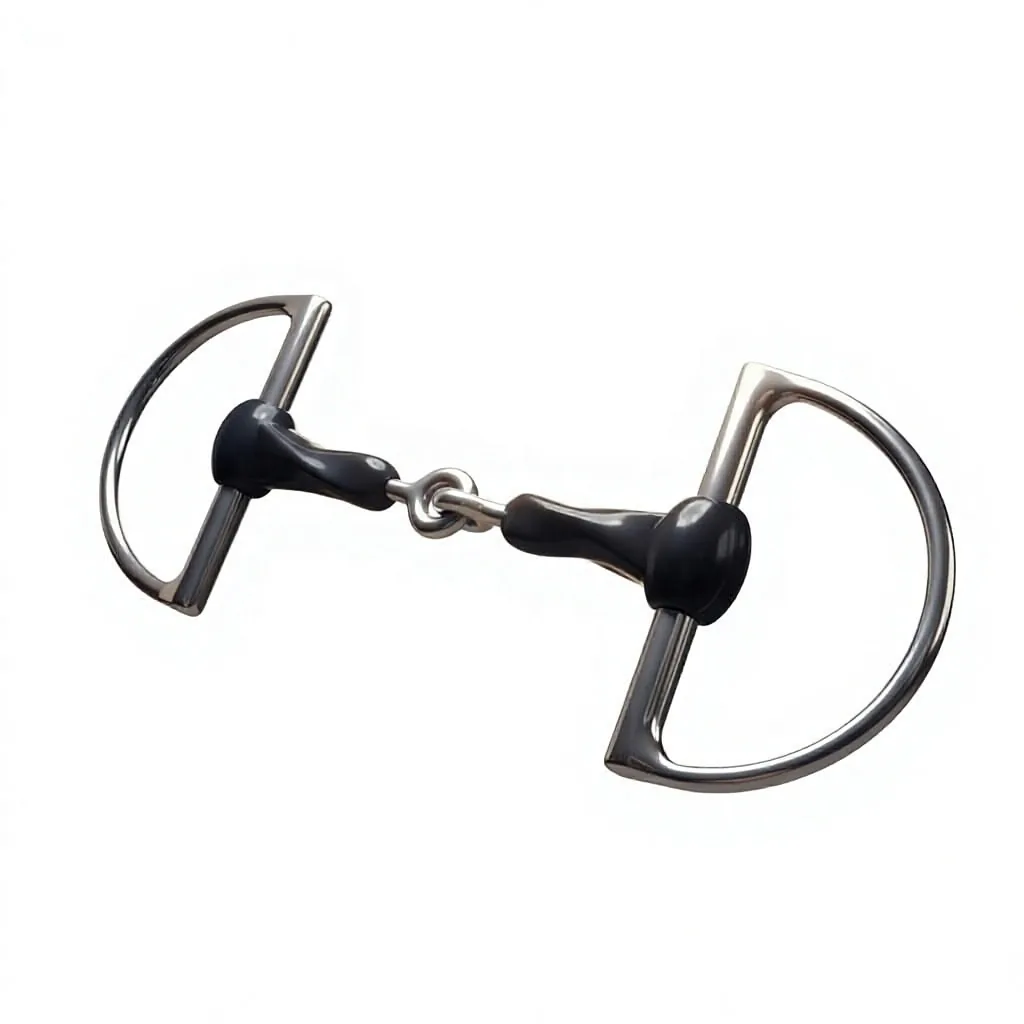 Stainless Steel Full Cheek Horse Bit with Slow Twist Rubber Mouth and Pelham Gag Rings — rj-0918, product image 2