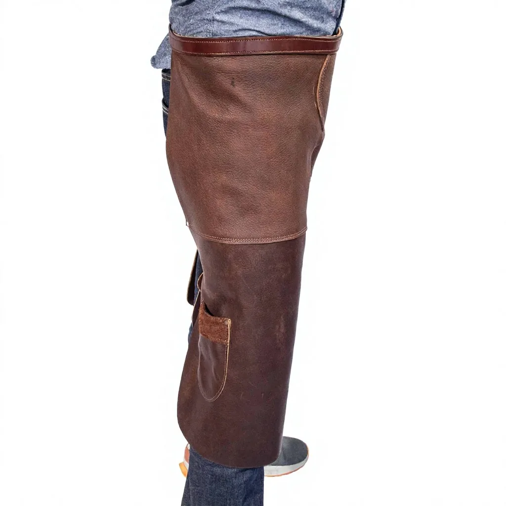 Brown Leather Farrier Chaps Horse Hoof Boot Protective Leg Apron for Farm Stable Care — RJ-3423Q, product image 2