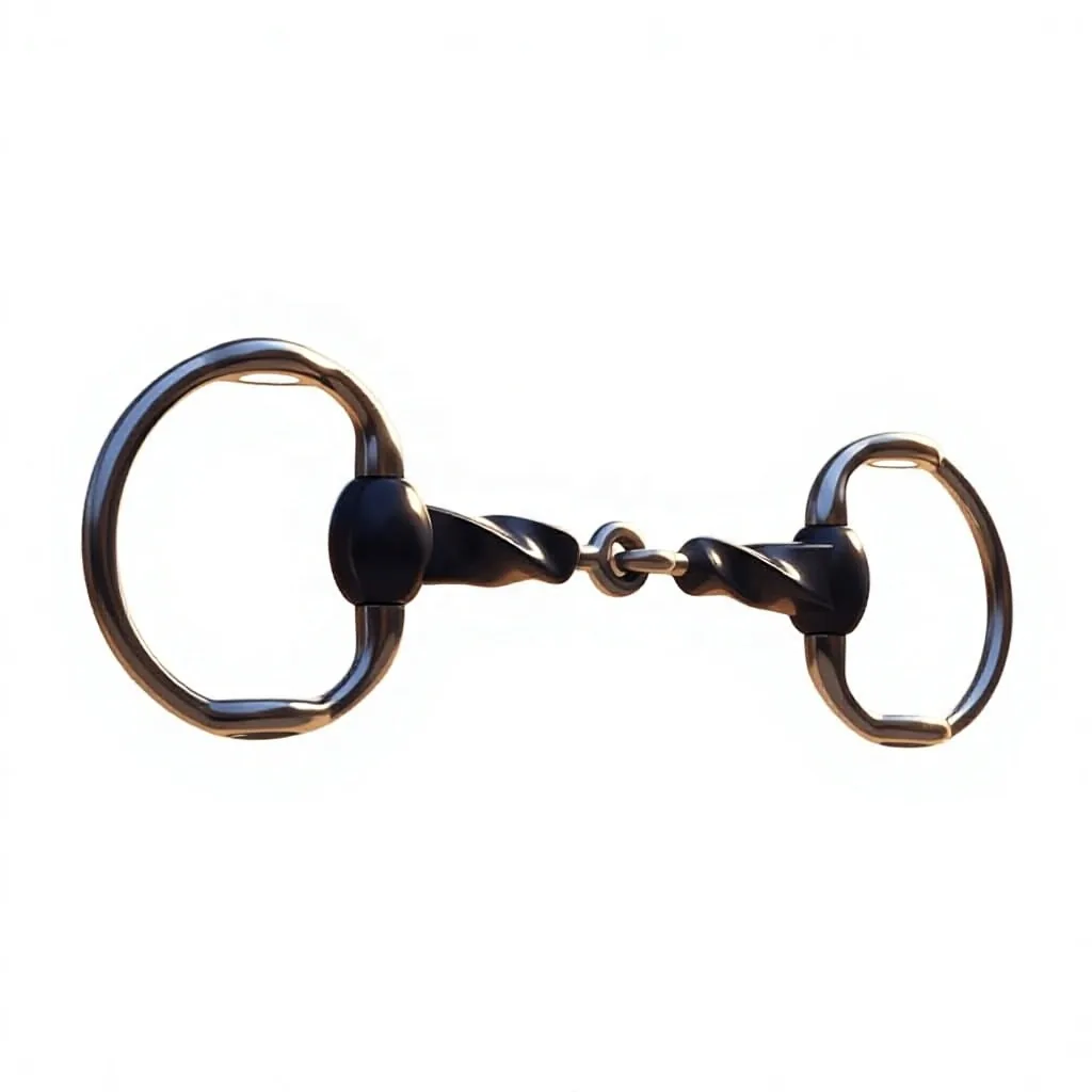 Stainless Steel Full Cheek Horse Bit with Slow Twist Rubber Mouth and Pelham Gag Rings — rj-0918, product image 3