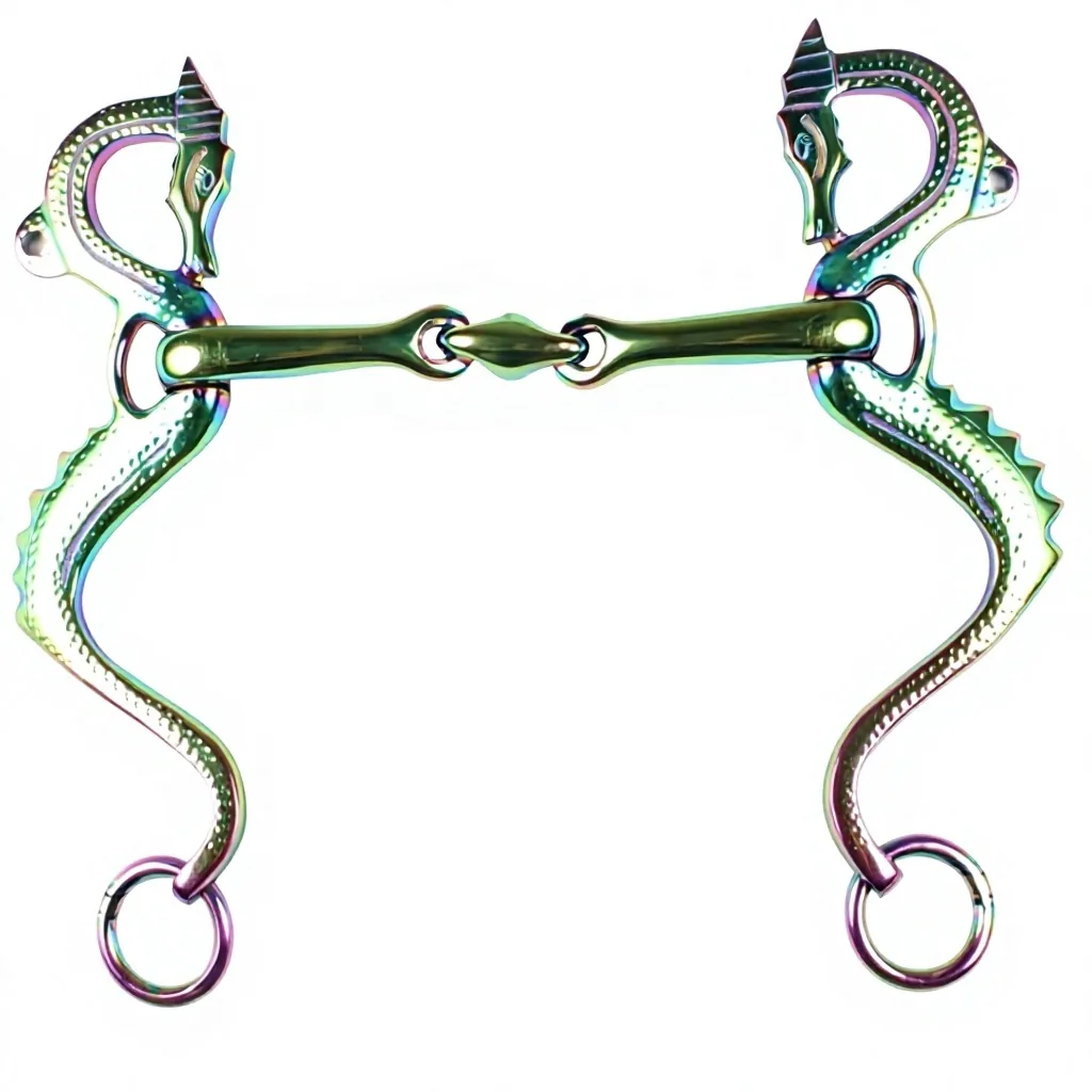 Custom Logo Stainless Steel Spanish Dragon Horse Bit with German Silver Accents — RJ-0556, product image 3