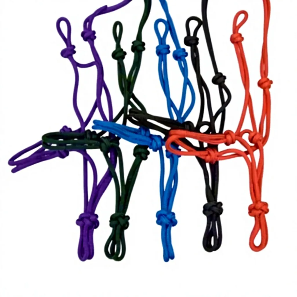 Custom Horse Rope Halter Nylon Leather PP Braided Training Headcollar Western Style with Lead