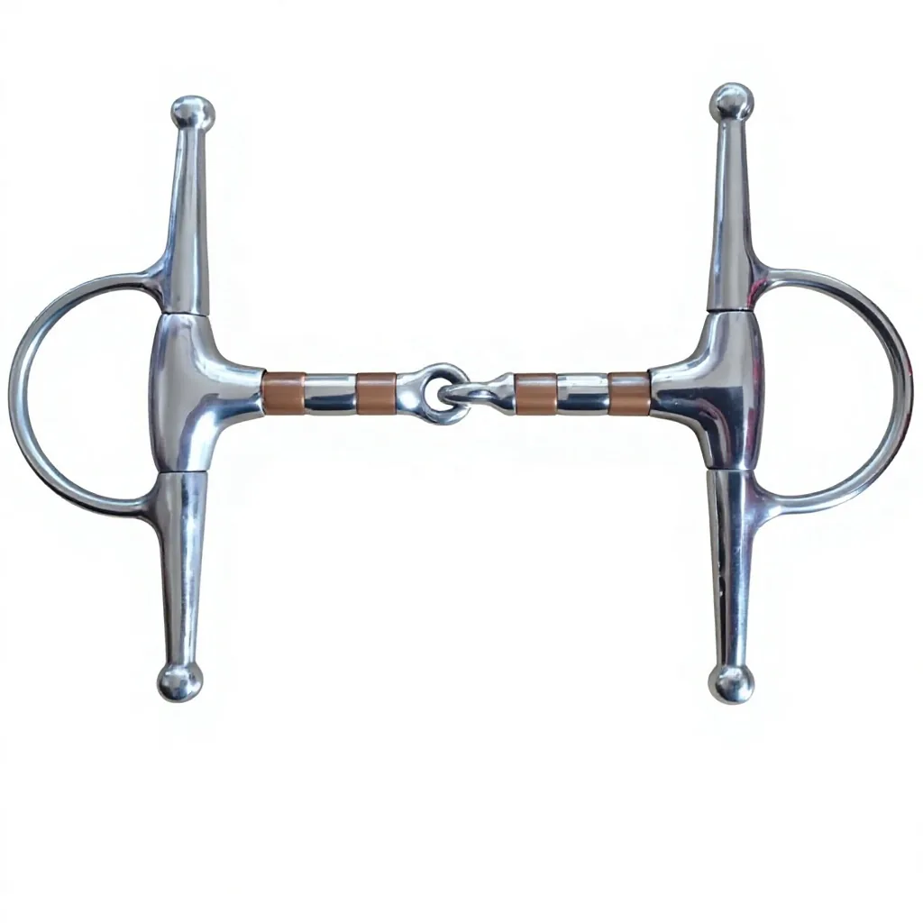 Horse Snaffle Bit Stainless Steel Copper Inlaid Jointed Loose Ring Full Cheek Design — rj-0908, product image 3