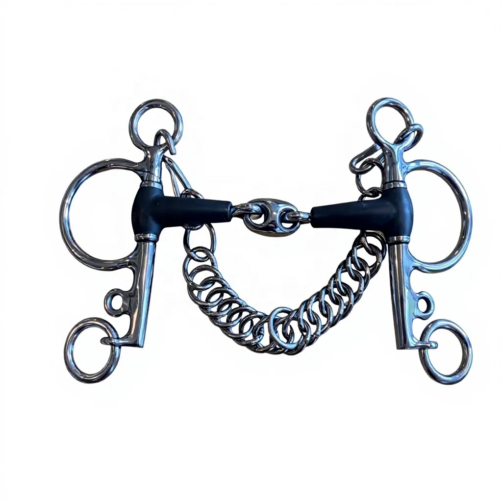 Stainless Steel Eggbutt Cheek Horse Bit with Rubber Mouthpiece, Model RJI-HREB-1109 — RJI-HREB-1109, product image 6