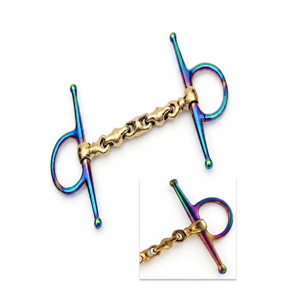 Stainless Steel Integral Full Cheek English Gag Horse Bit with German Silver Mouth — rj-090, product image 2