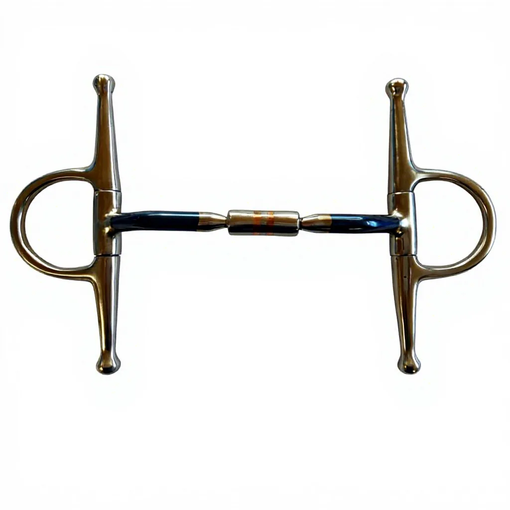 Stainless Steel Western Horse Bit with Blue Mouthpiece and Silver Rings Training Tack — RJ-0920, product image 5