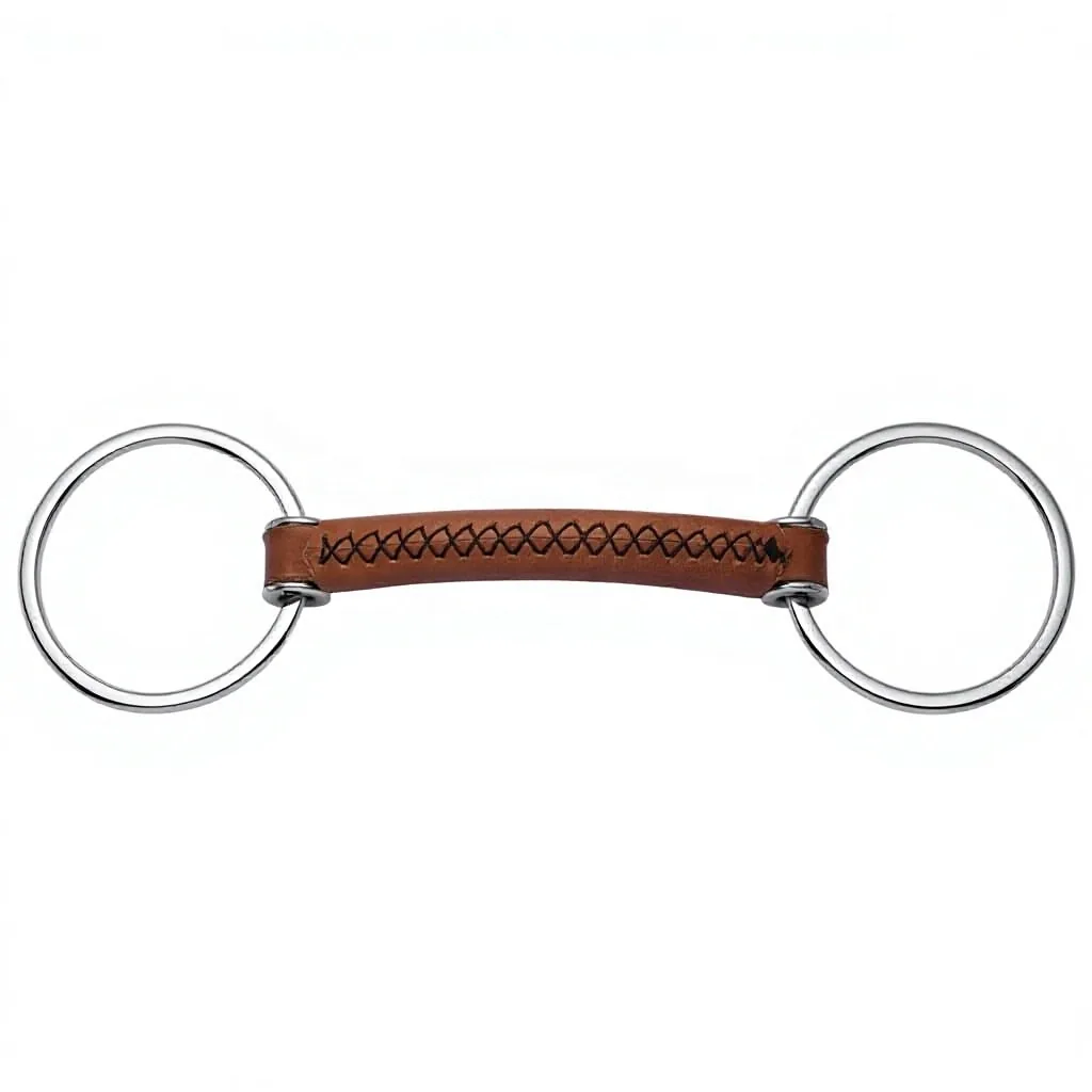 Stainless Steel Western Pelham Horse Bit with Curb Chain and Leather Mouthpiece, Custom Logo — RJ-0536, product image 5