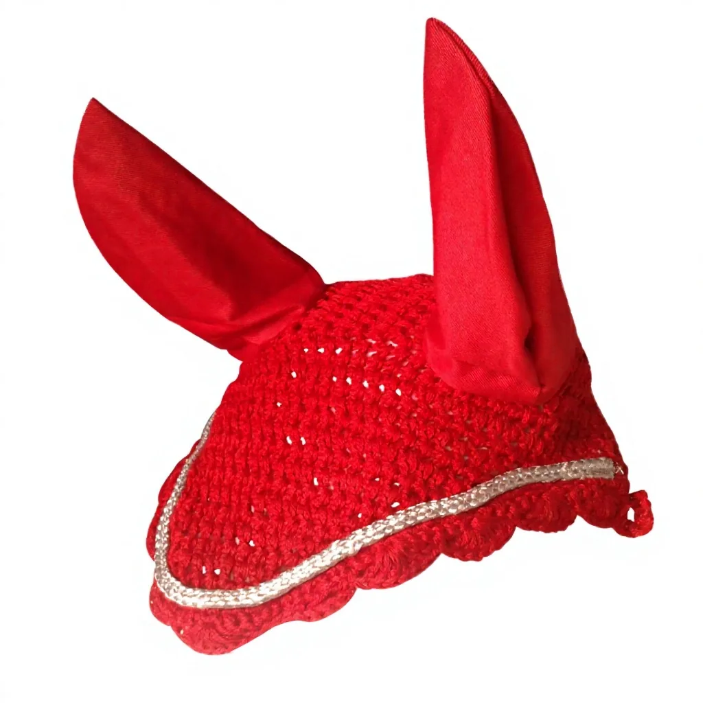 Horse Fly Ear Bonnet Net for Full Cob Purple Pink Black Navy Red Mesh Anti-fly Protection — RJ-0121, product image 4