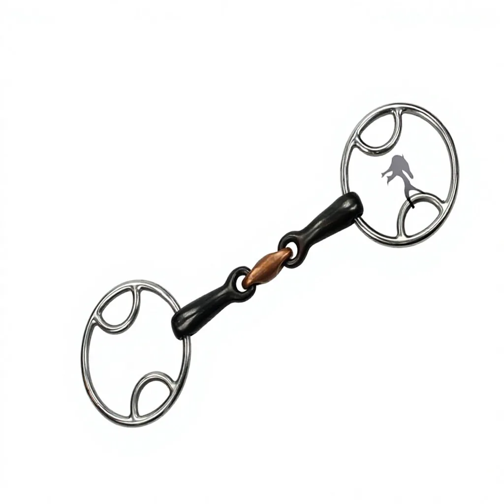Stainless Steel Horse Bit Copper Link Mouthpiece Black Iron Bevel Design Riding Training Custom Equestrian Bridle Hardware