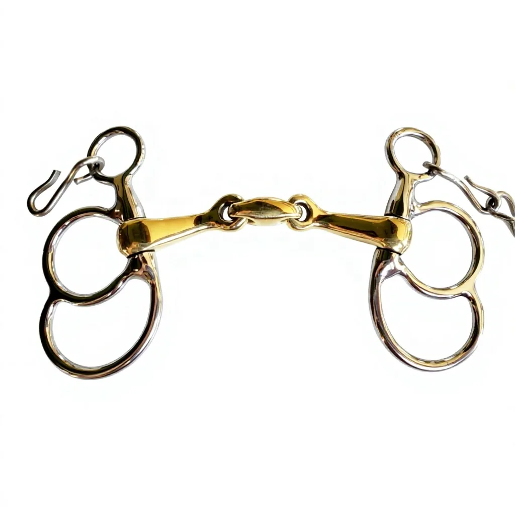 Horse Bit Stainless Steel French Link with Chain 2-loop 3-loop 4-loop Butterfly Design Equestrian Riding Equipment — RJ-0550, product image 4