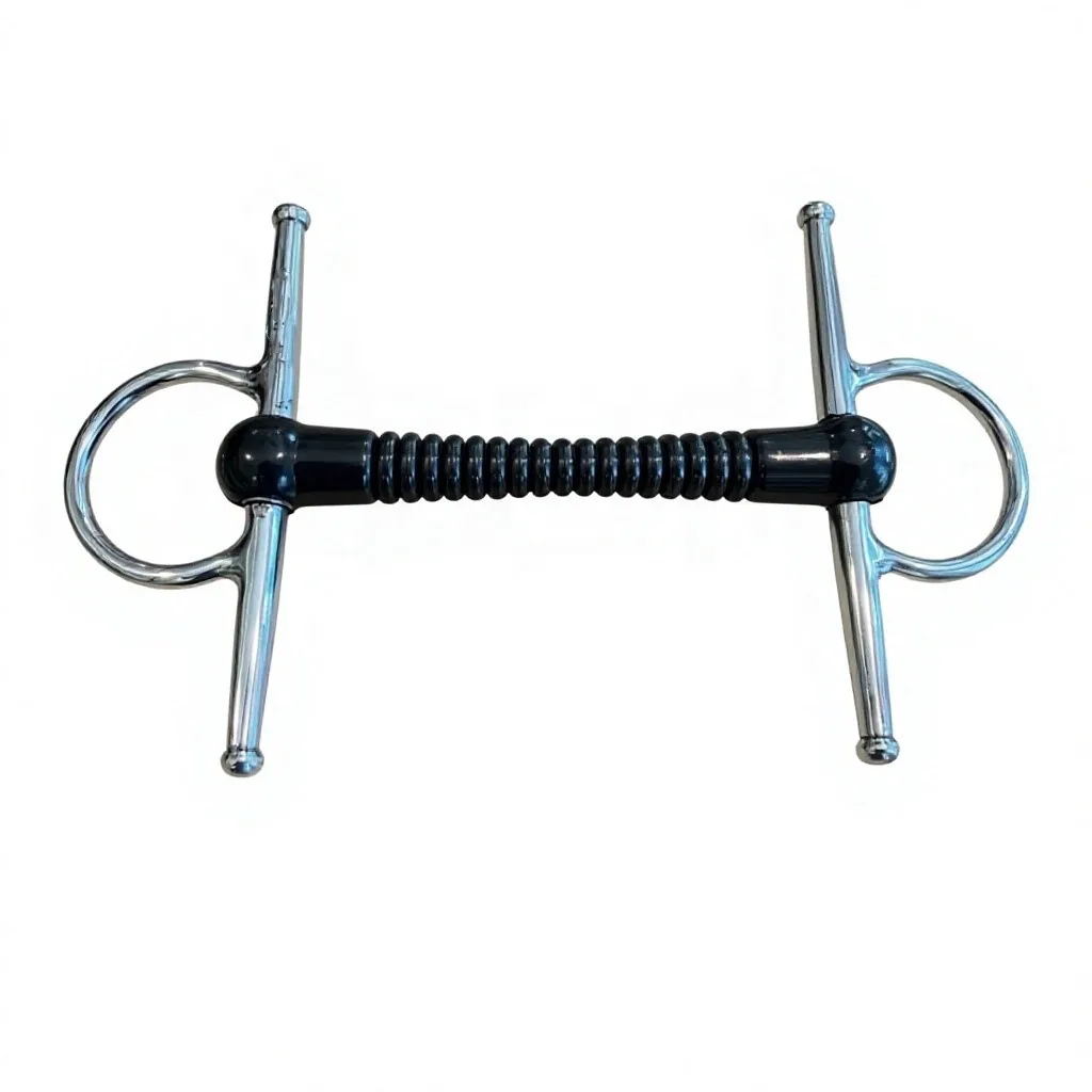 Horse Bit Stainless Steel Full Cheek Black Rubber Mouthpiece Flexy Design — RJ-0919, product image 2