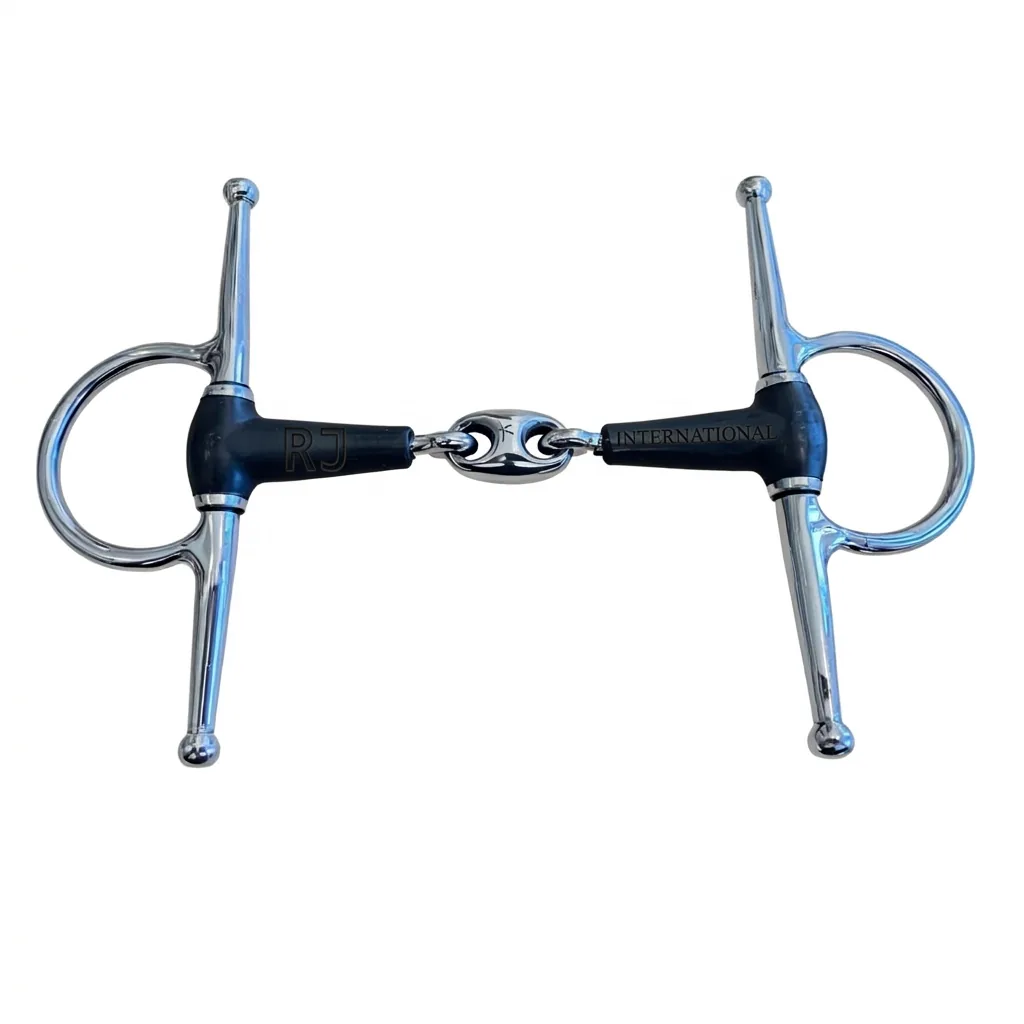 Stainless Steel Horse Bit Double Joint Rubber Mouth Full Cheek with Lozenge Link