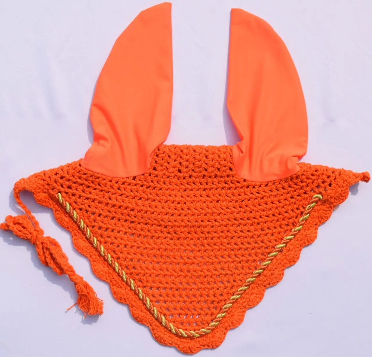 Cotton Crochet Horse Ear Cover Net in Full and Cob Sizes — rj-0989, product image 4